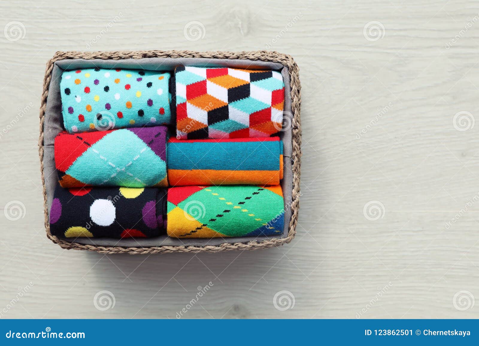 Box with colorful sock stock image. Image of sell, background - 123862501