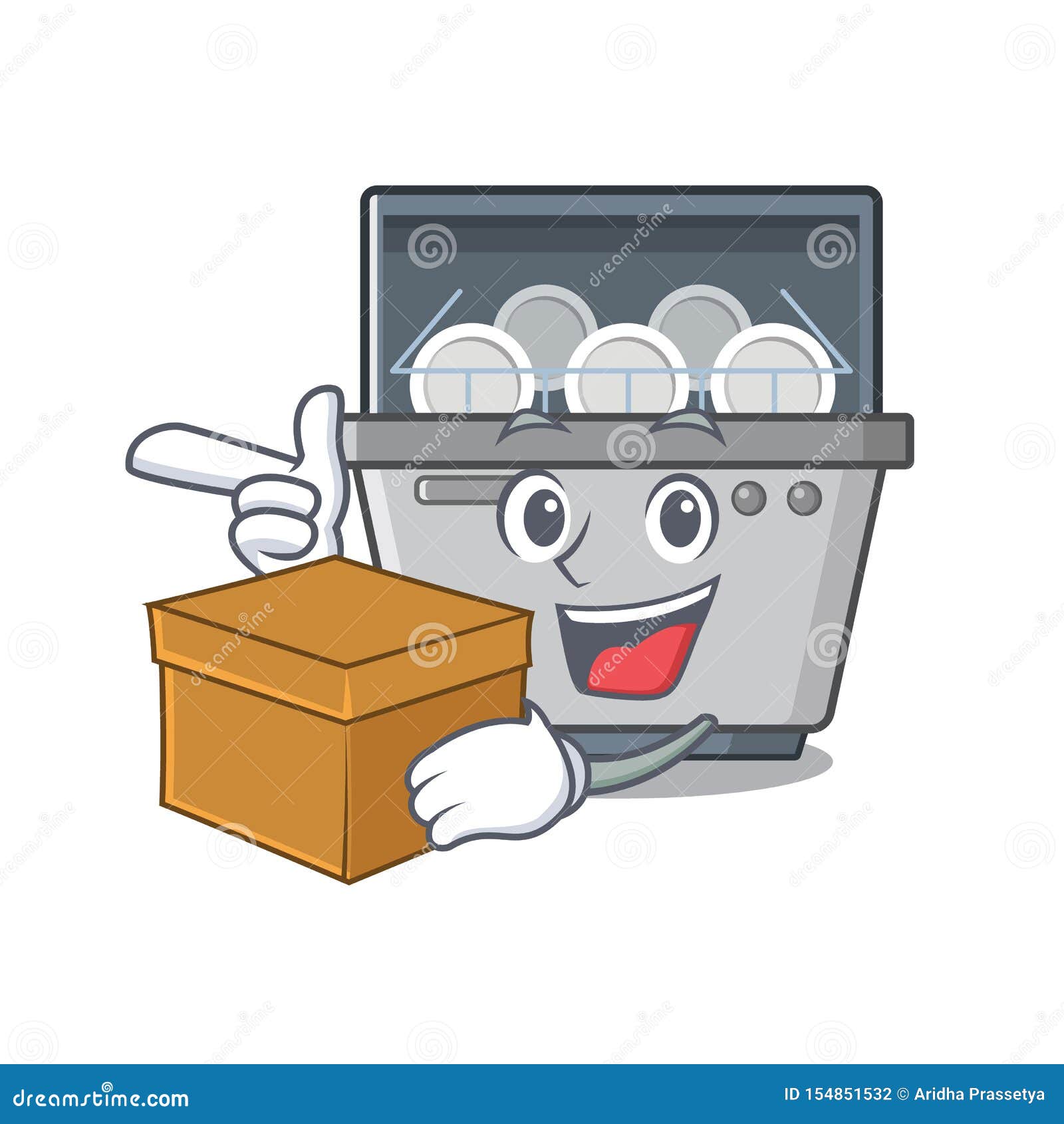 With Box Dishwasher Machine Isolated in the Cartoon Stock Vector