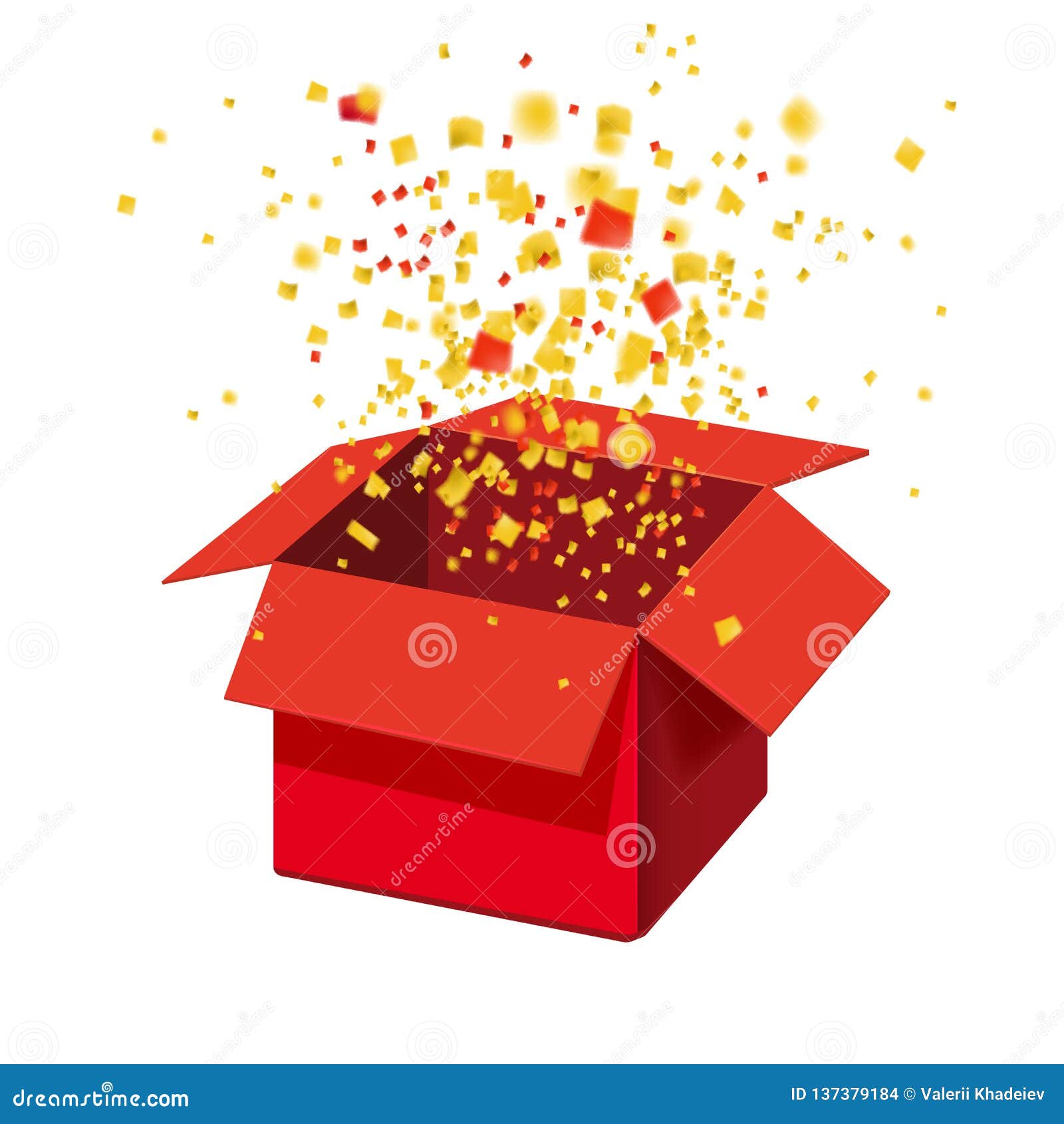 box exploision, blast. open red gift box and confetti. enter to win prizes. win, lottery, quiz.  