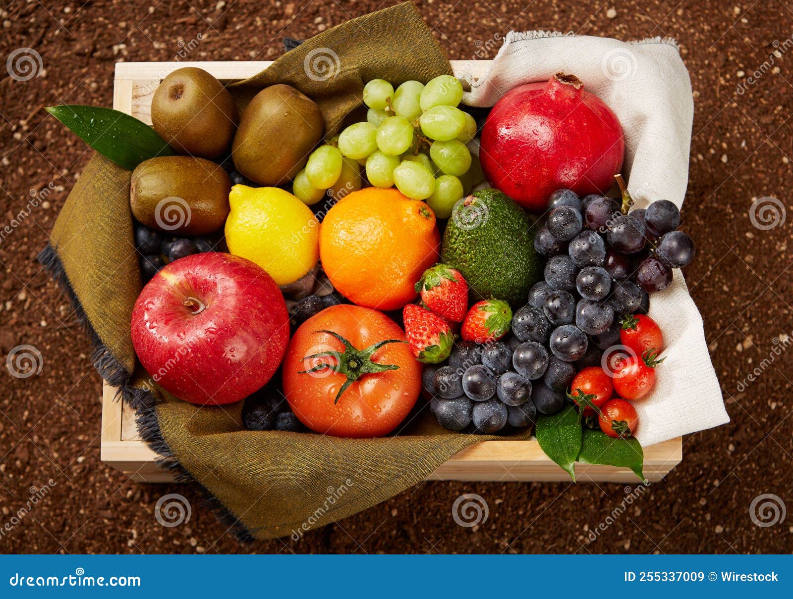 Box of Fresh Vegetables and Fruits in a Box Stock Image Image of