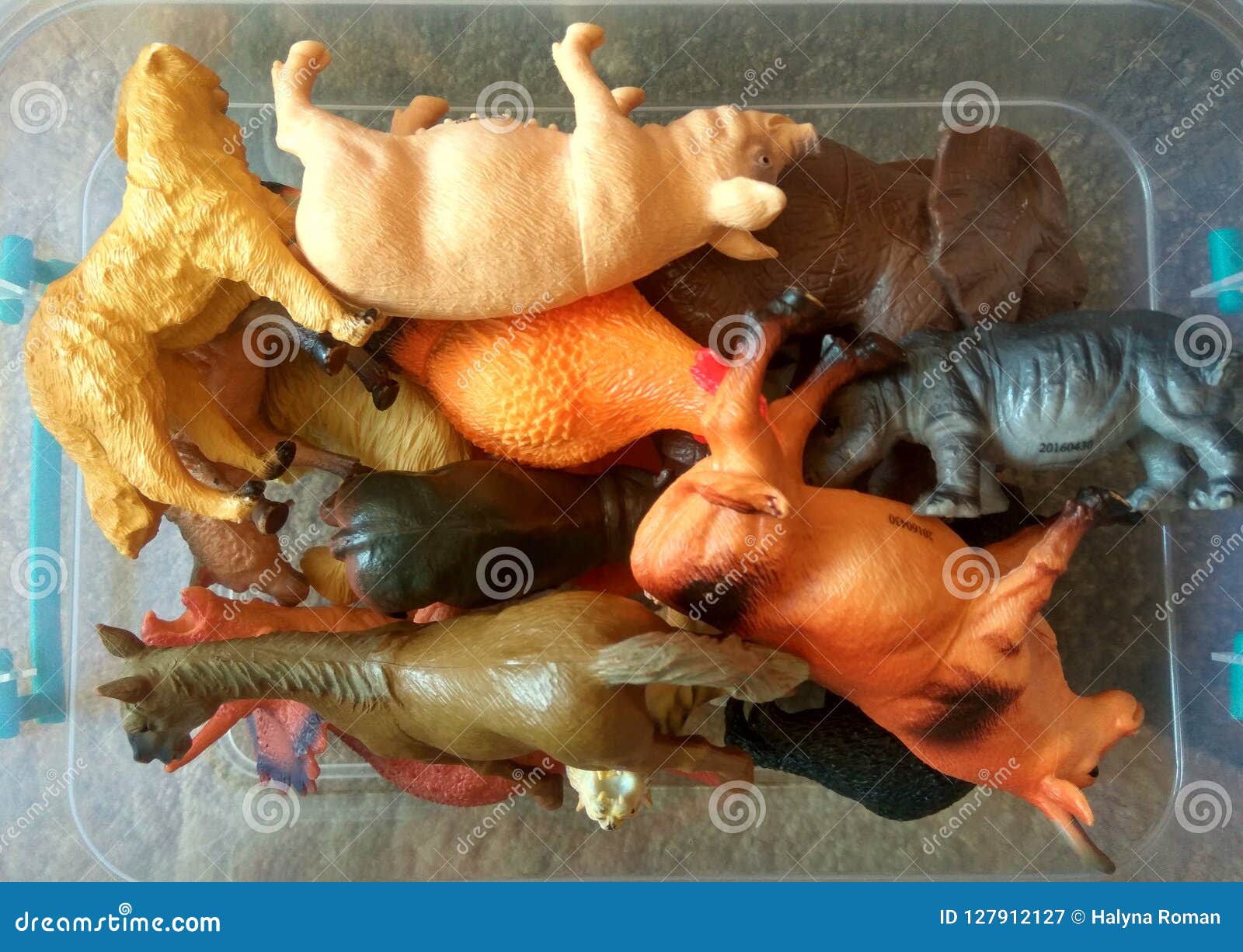 Box Full of Plastic Animal Toys Stock Image - Image of plastic, models:  127912127