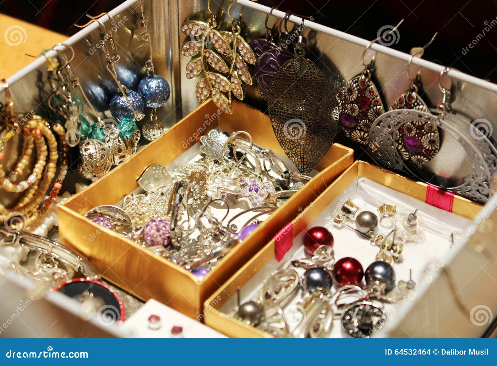 Box Full of Women S Jewelry and Earrings Stock Photo - Image of style ...