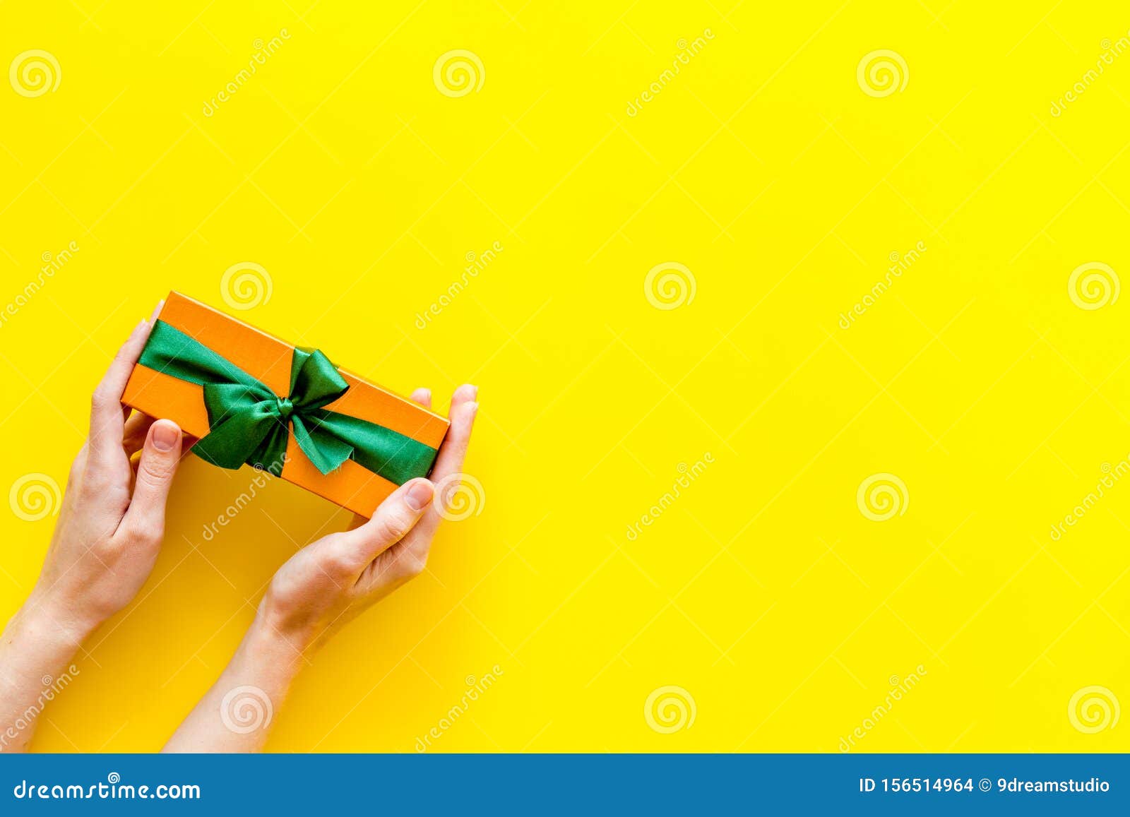 Download Box For Gifts In Hands On Yellow Background Top View Mock Up Stock Photo Image Of Sales Gift 156514964 Yellowimages Mockups