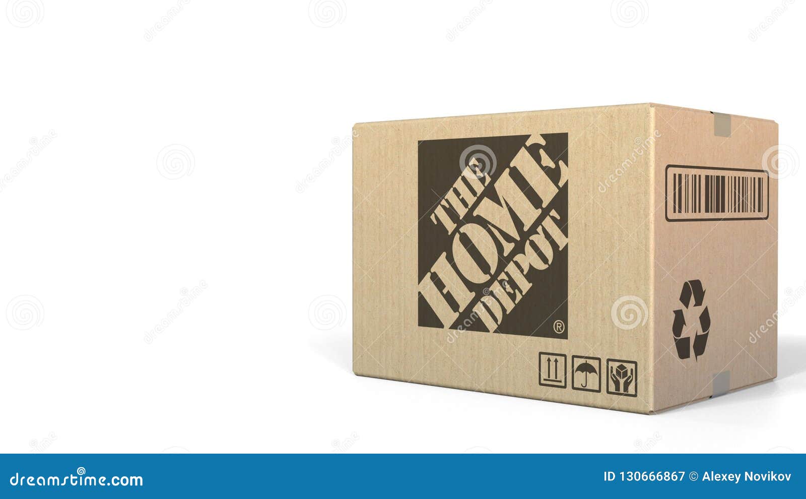 Box with the Home Depot Logo. Editorial 3D Rendering Editorial
