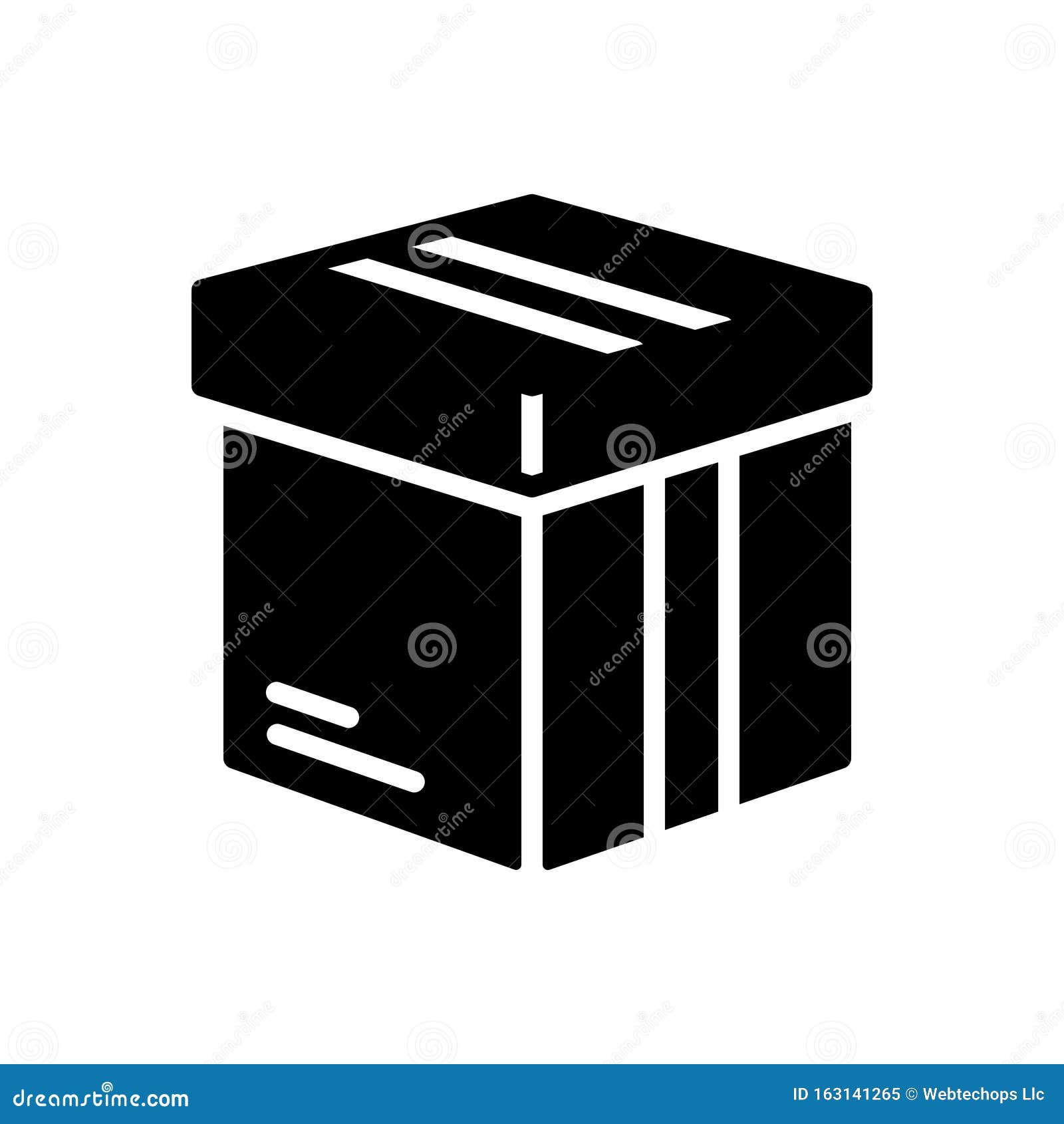 Black Solid Icon for Box, Pack and Packing Stock Vector Illustration