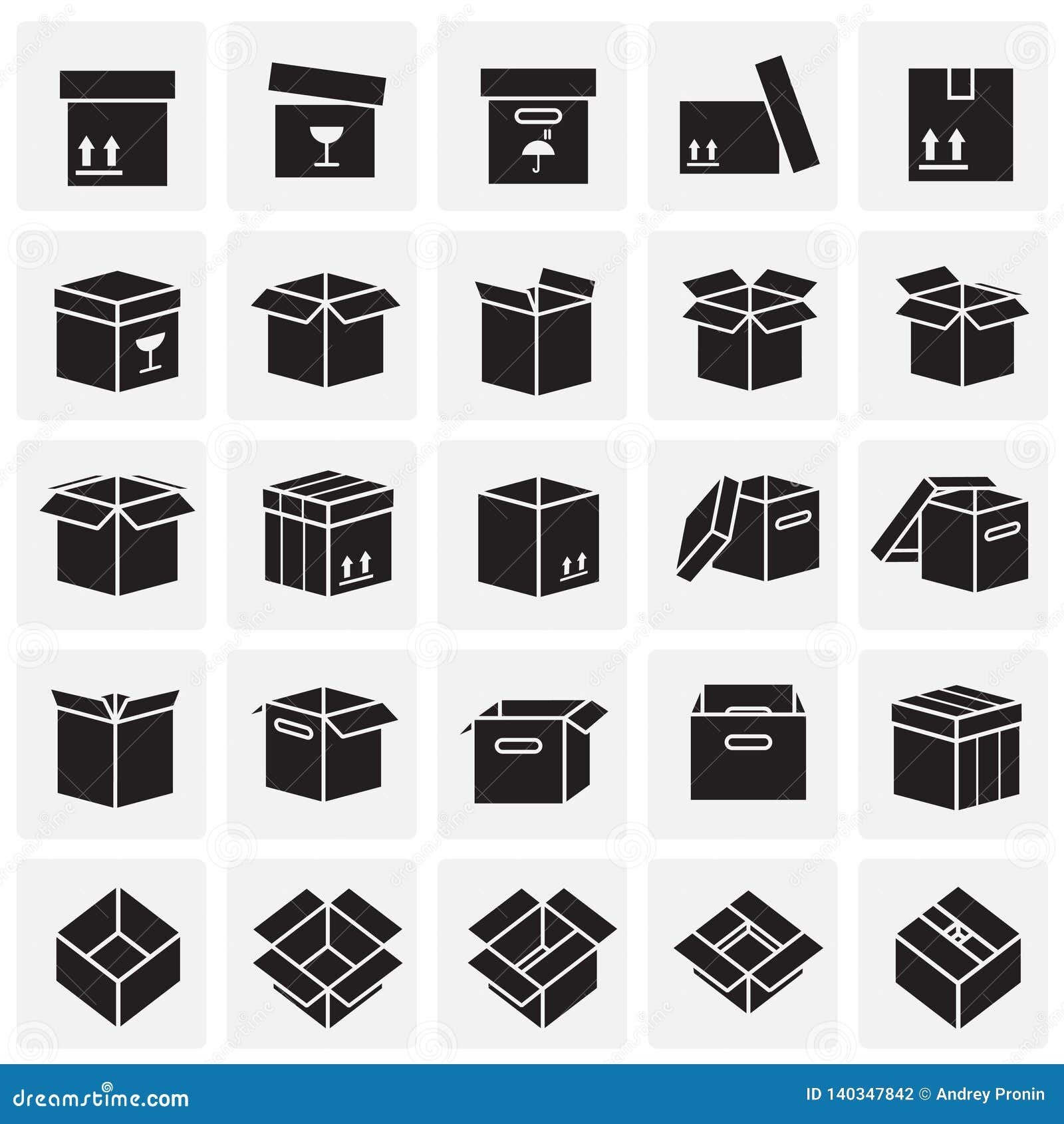 box icons set on squres background for graphic and web , modern simple  sign. internet concept. trendy  for