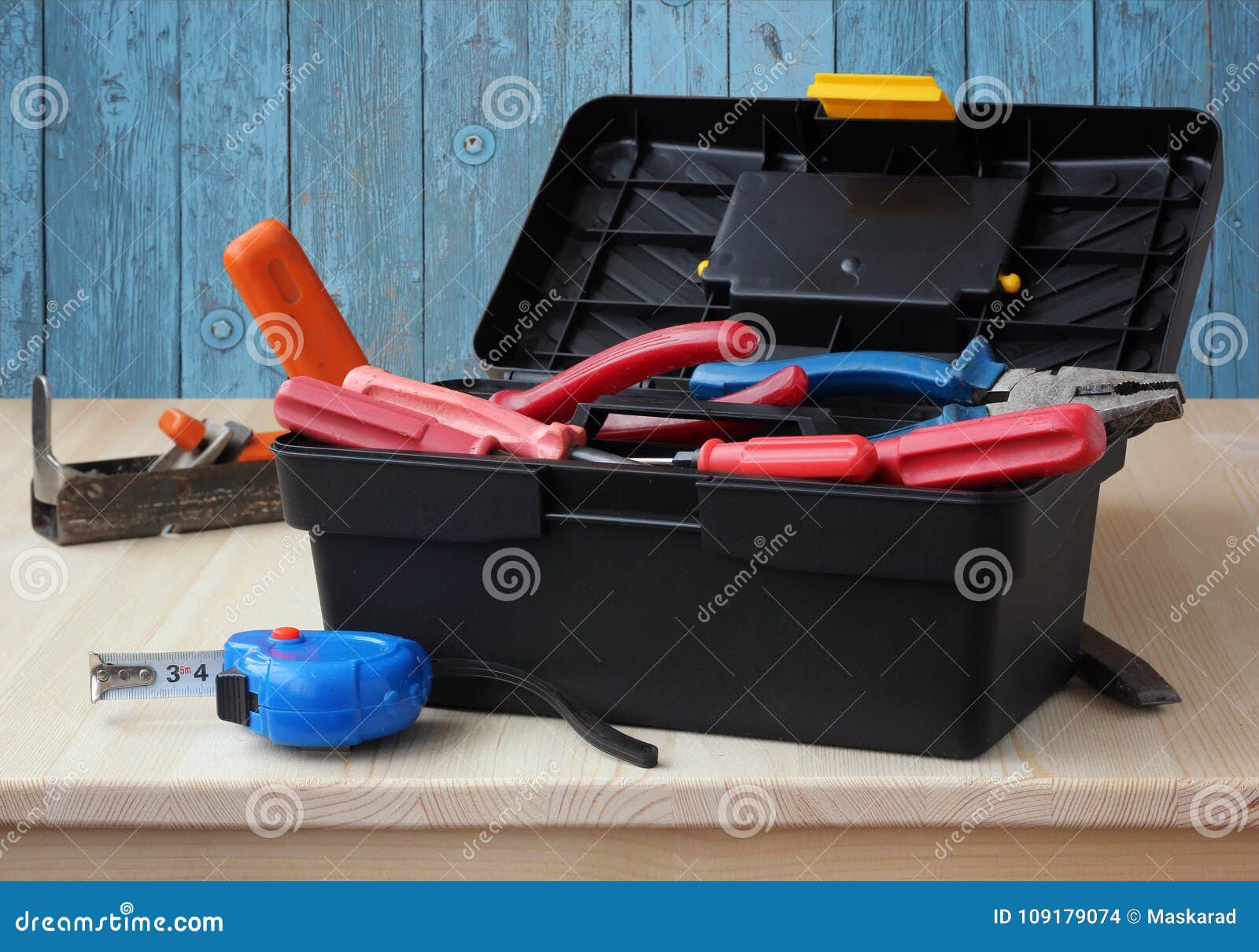 The Tool Box on the Table. Stock Photo Image of plane