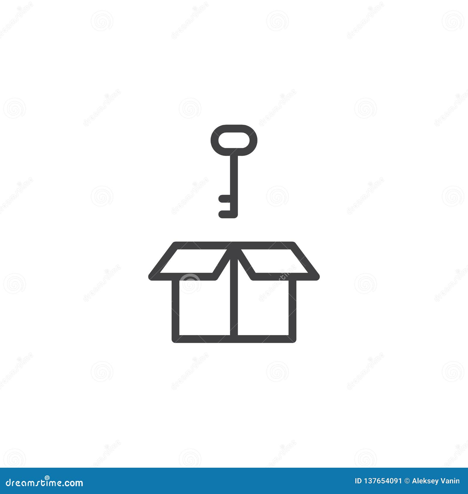 Box With Key Line Icon Stock Vector Illustration Of Keyword