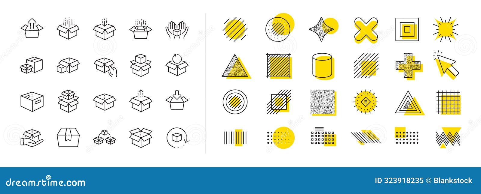 box line icons. package, delivery boxes, cargo box.  s. 