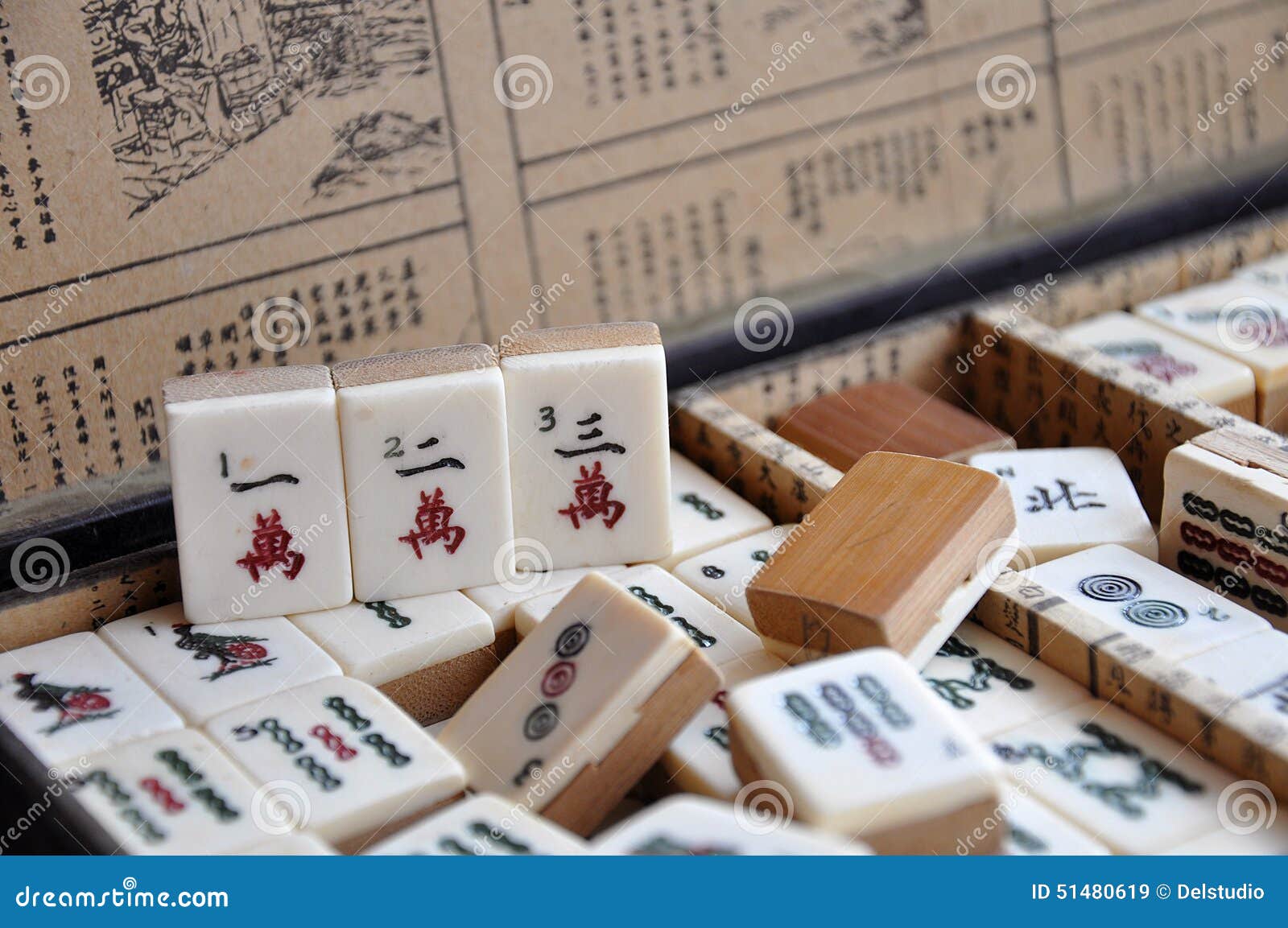 Box of Mahjong tiles stock image. Image of tiles, game - 51480619