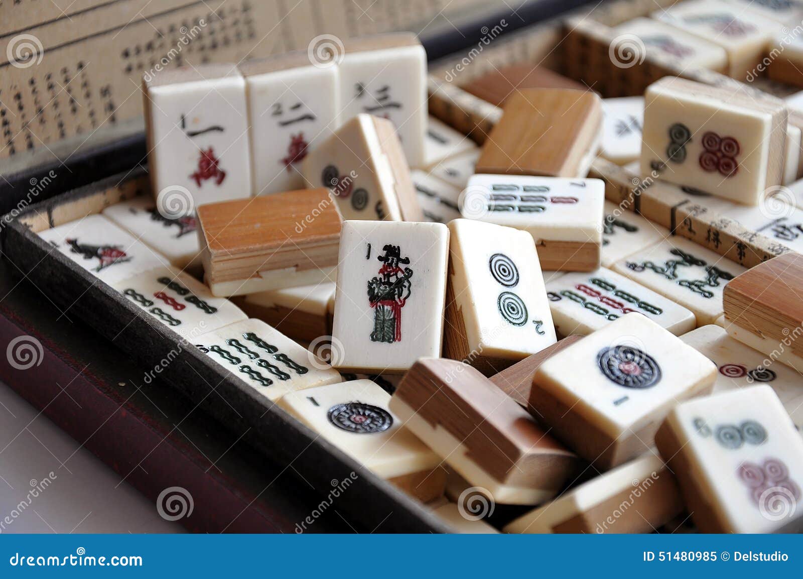 Box of Mahjong tiles stock image. Image of play, hobby 51480985