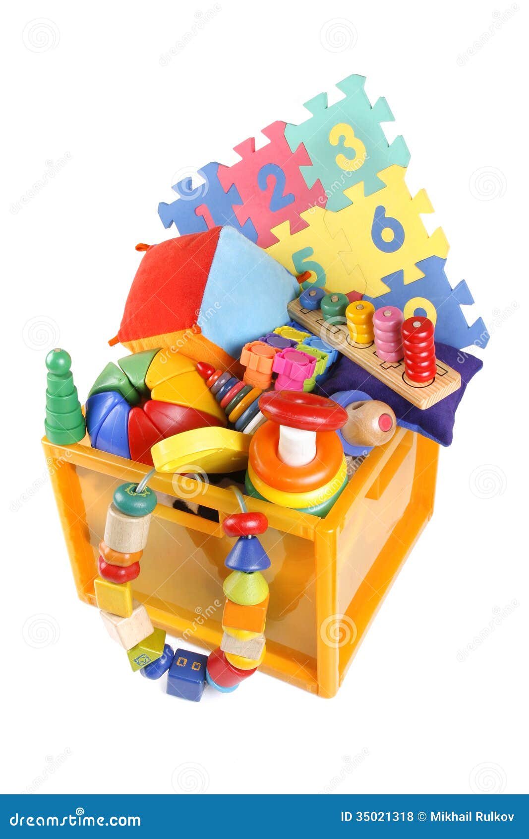Box with many toys stock photo. Image of colorful, kids 35021318