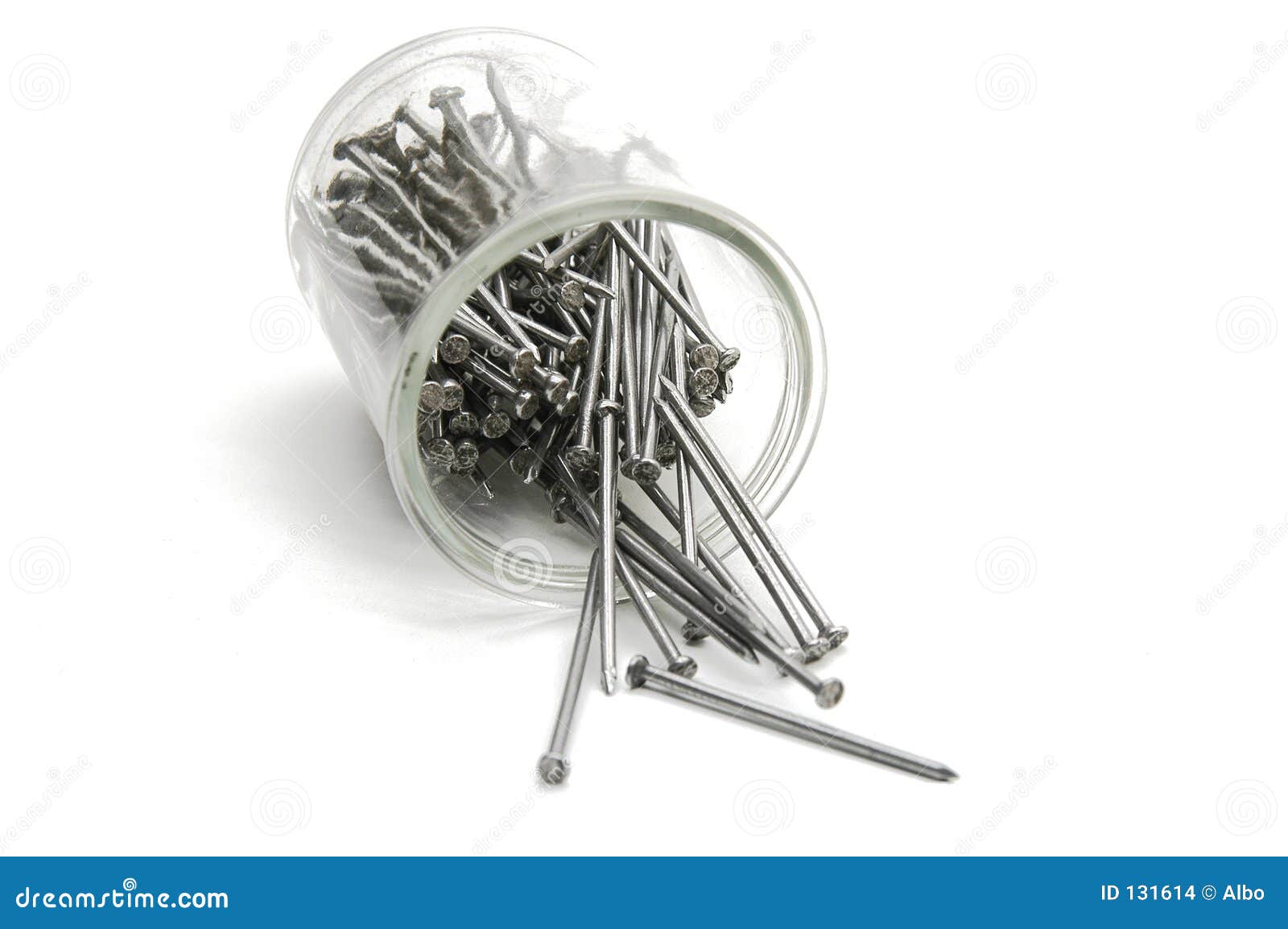 Box of nails stock photo. Image of worker, hand, knock 131614