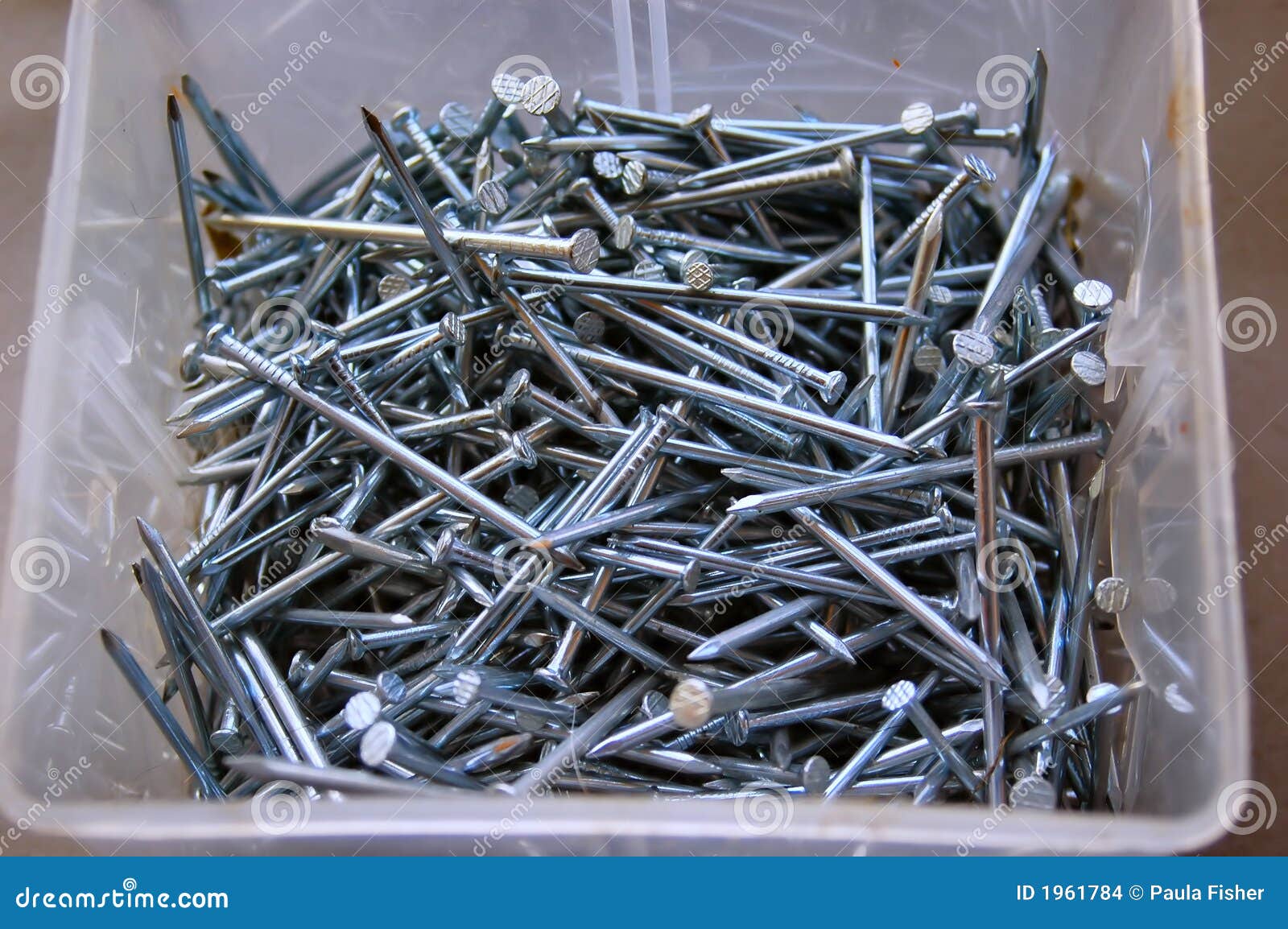 A Box Contains 6 Nails And 10 Nuts Box of Nails stock photo. Image of galvanised, work, hand - 1961784