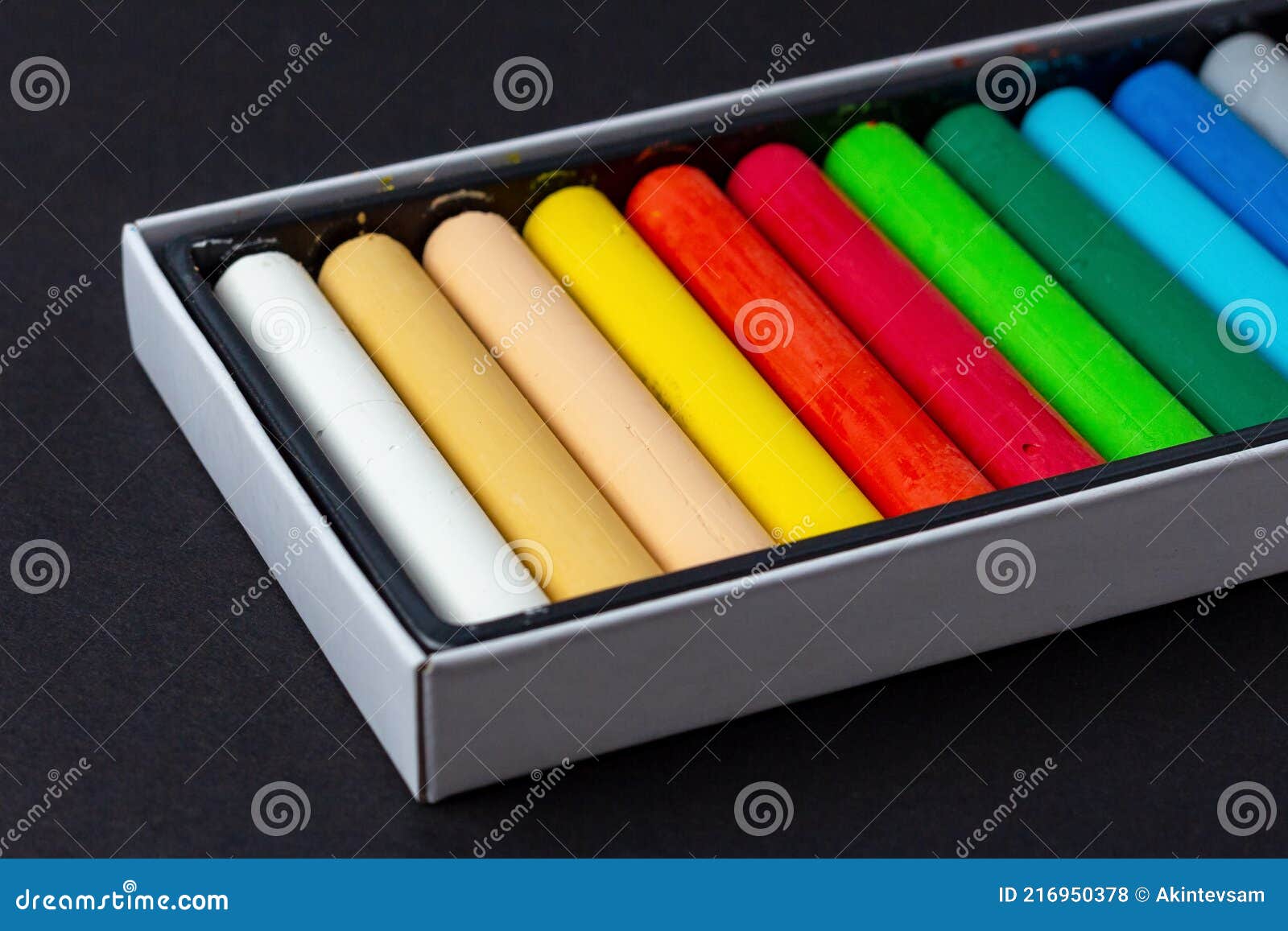 Box of oil pastel crayons stock photo. Image of concentration - 216950378