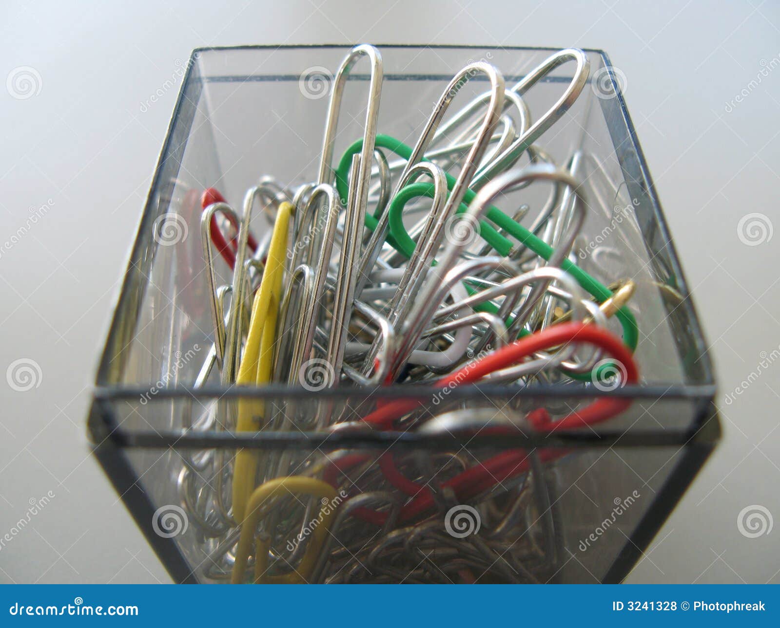 A box of paperclips stock photo. Image of container, color 3241328