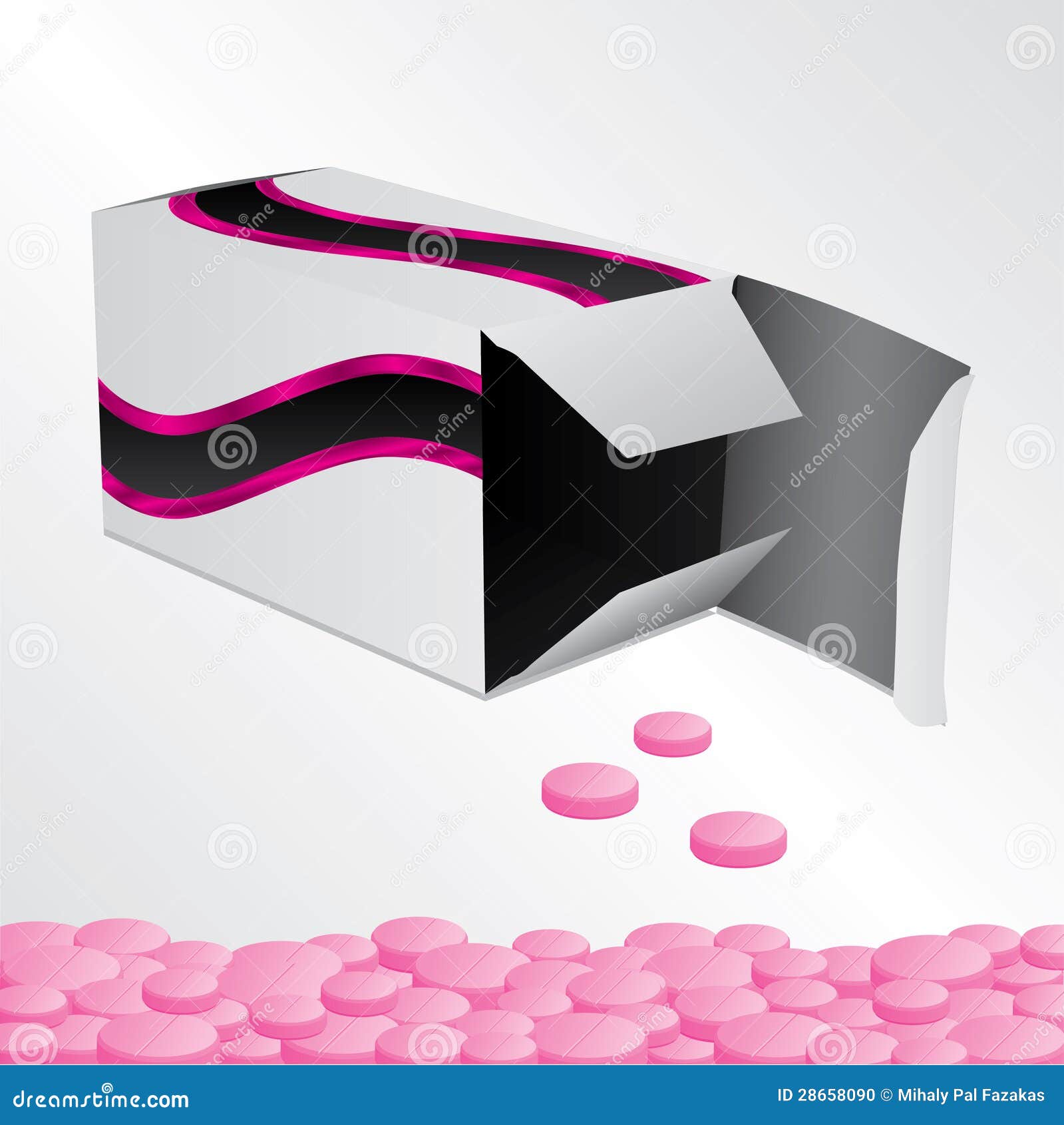Box with pink pills stock vector. Illustration of pharmaceutical 28658090