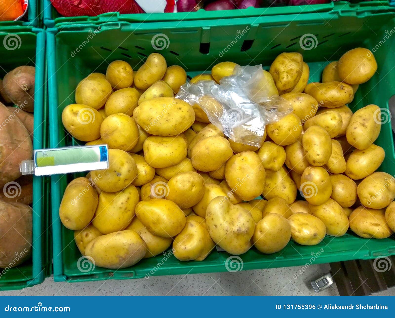Box of potatoes stock photo. Image of fruit, basket 131755396