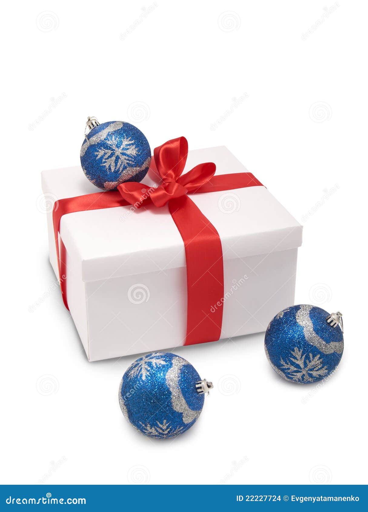 Box With Red Ribbon, Christmas Decorations Stock Photo Image of