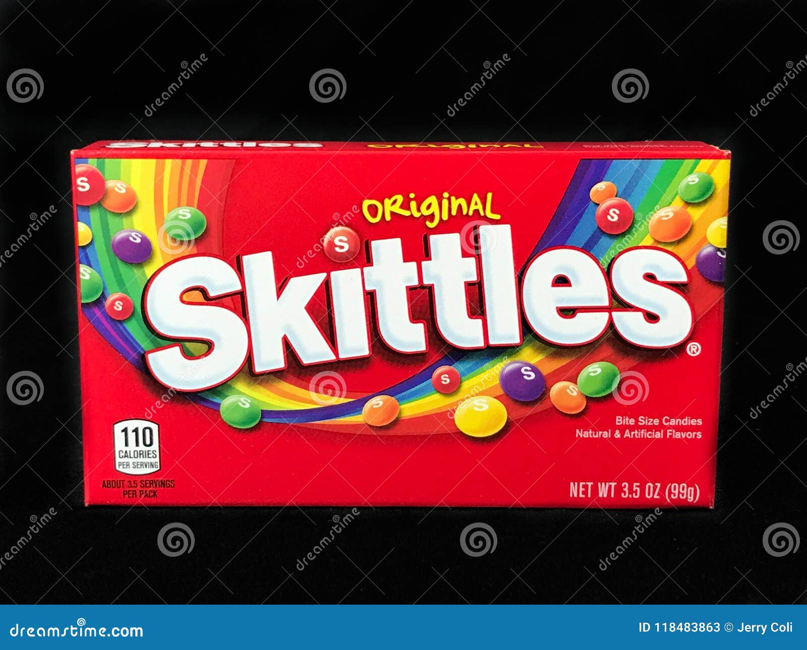Box Of Skittles Candy On A Black Backdrop Editorial Stock Photo