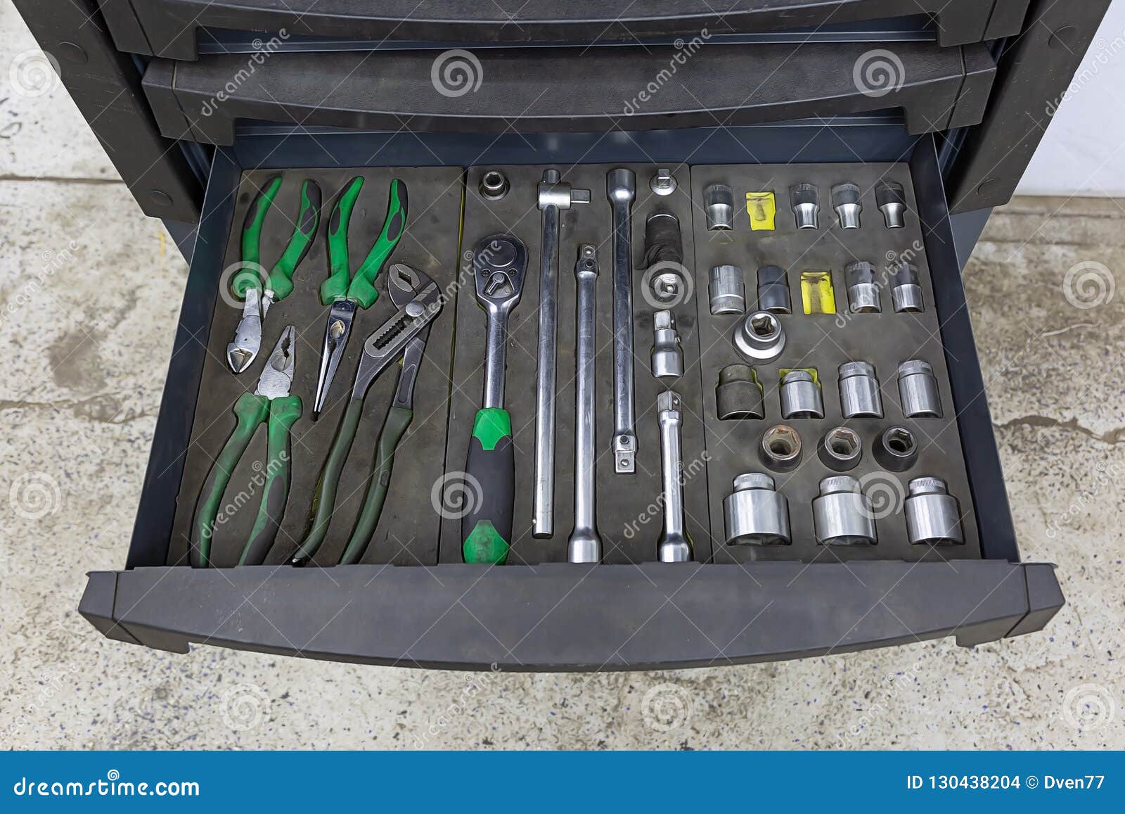 Box with a Special Tool for Auto Mechanics in the Service Station