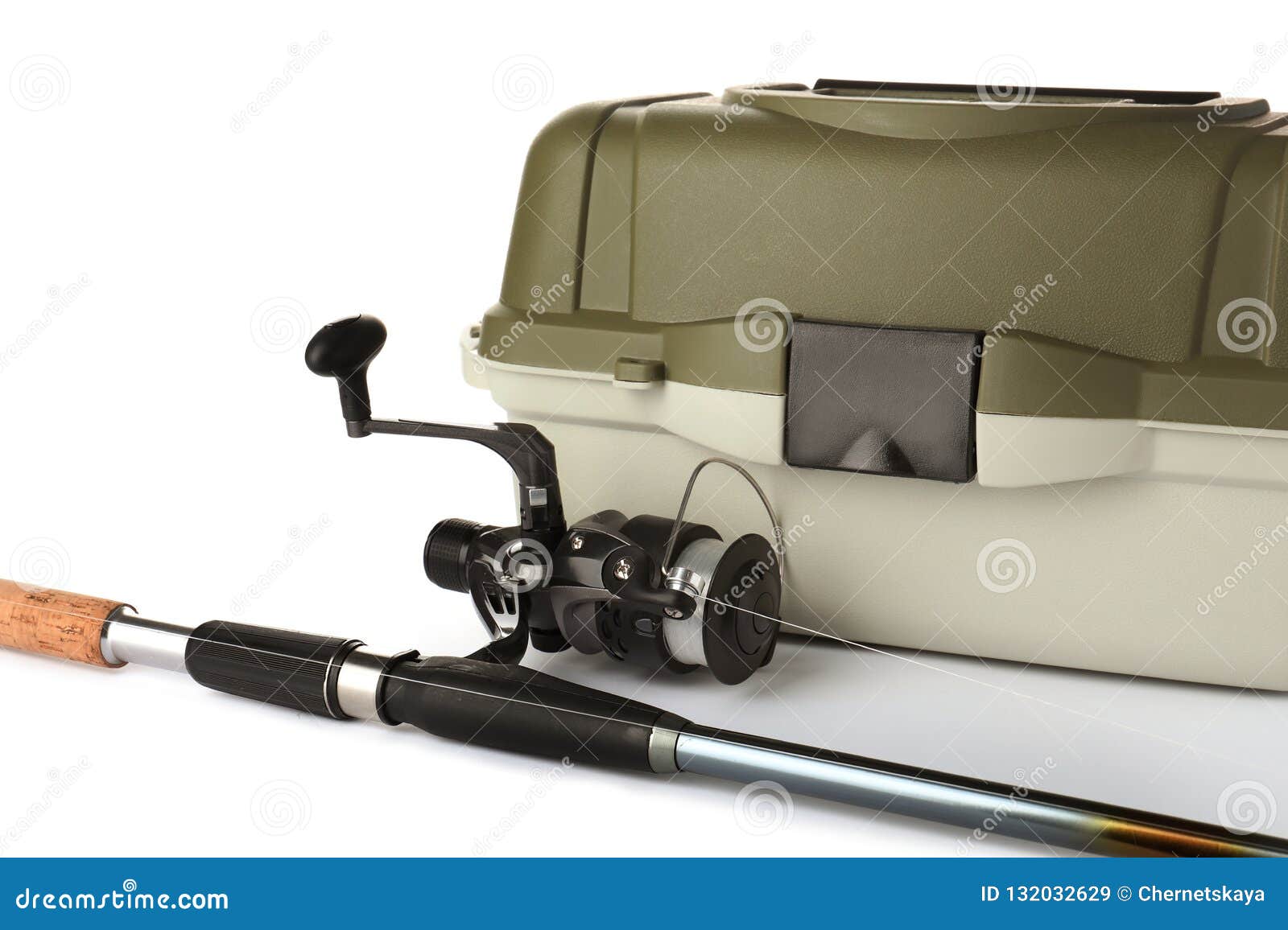 Box for Tackle and Fishing Rod Stock Image - Image of holiday