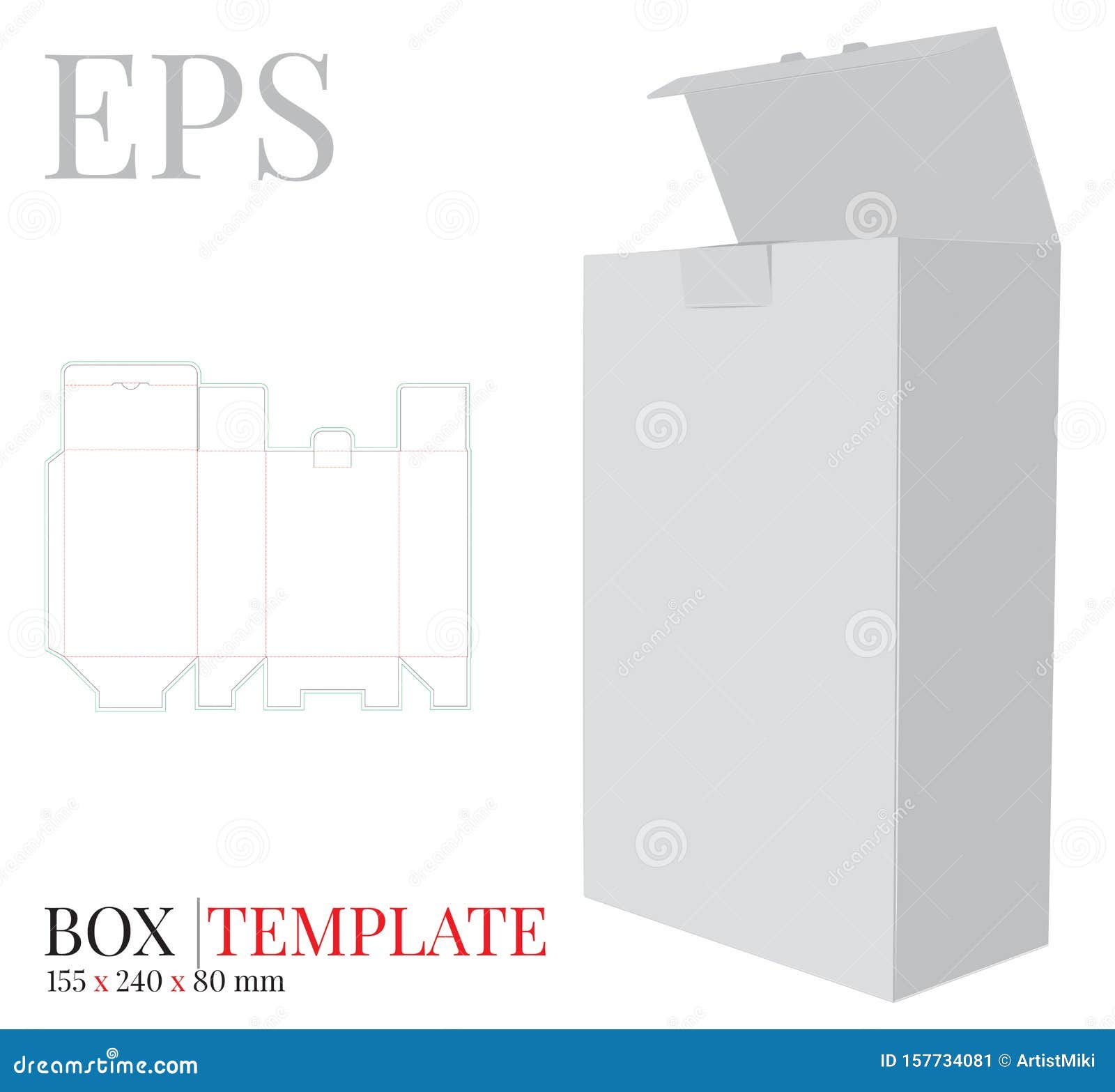 box template, with die cut / laser cut lines. white, clear, blank,   box mock up on white background