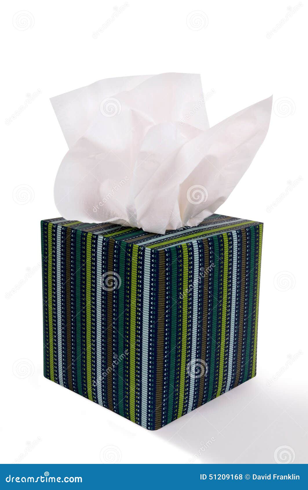 box of kleenex style tissues  on white background