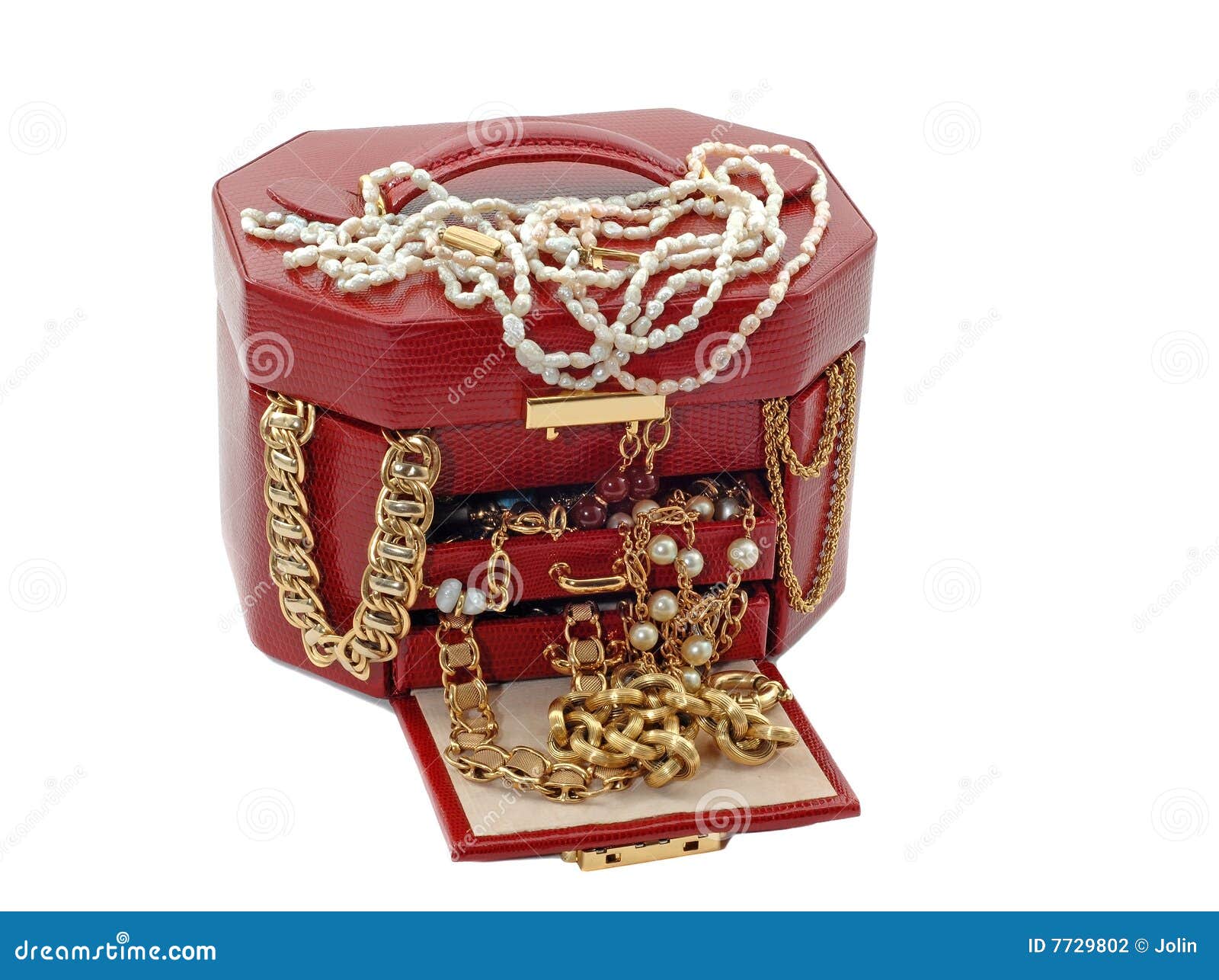 box of treasure with gold jewelry