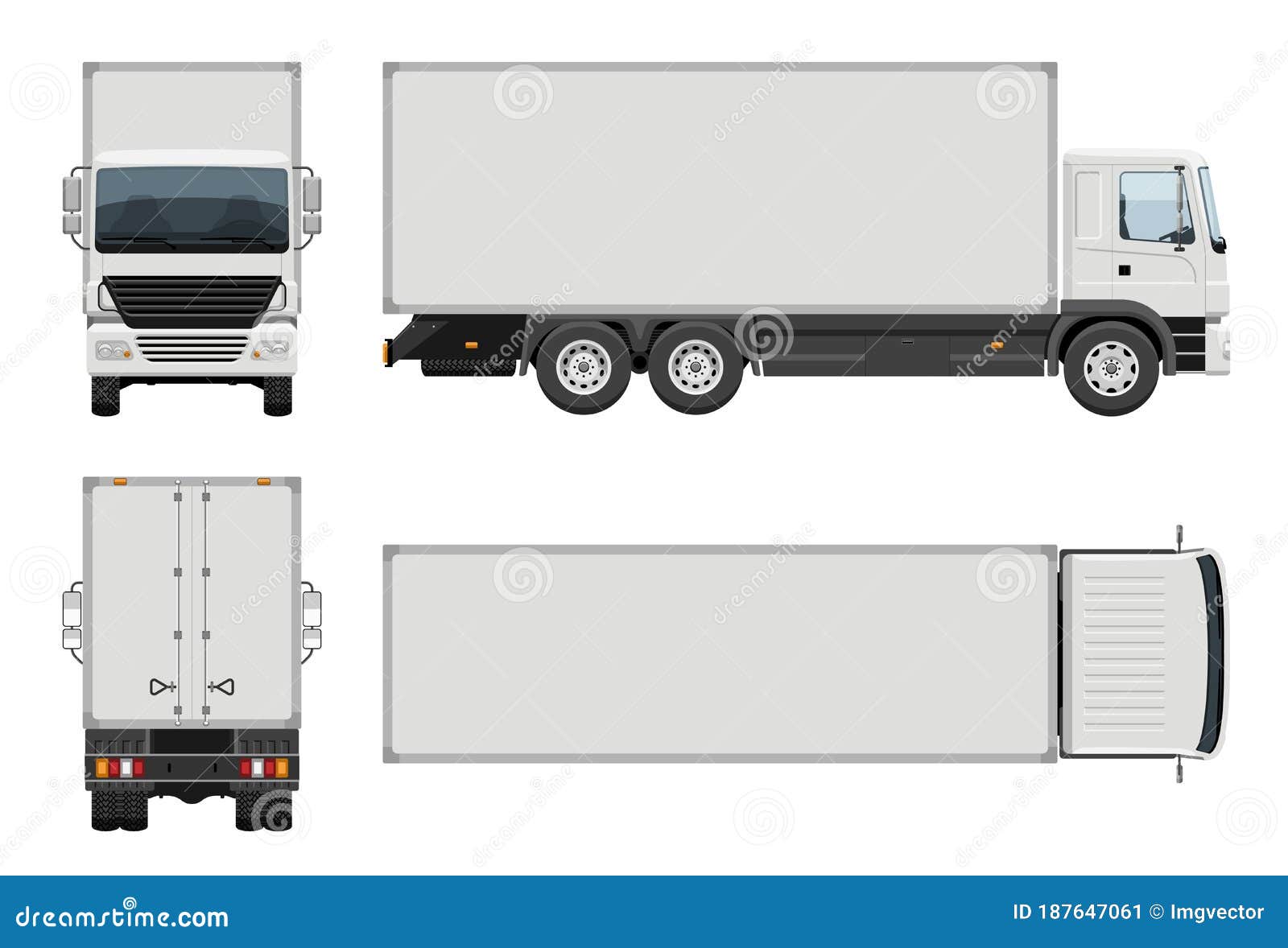 Box Truck Vector Template With Simple Colors Without