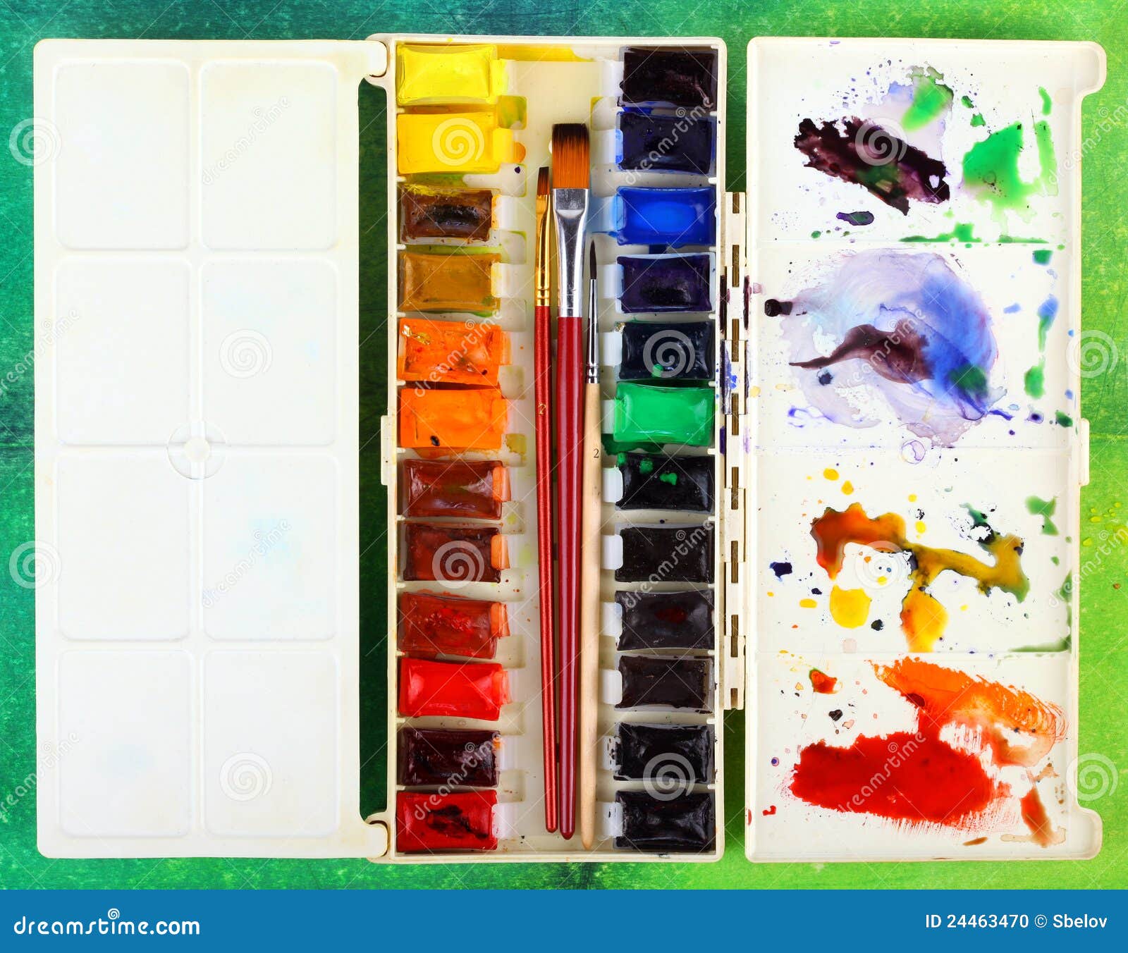Box of Watercolors stock photo. Image of paintbrush, brush 24463470