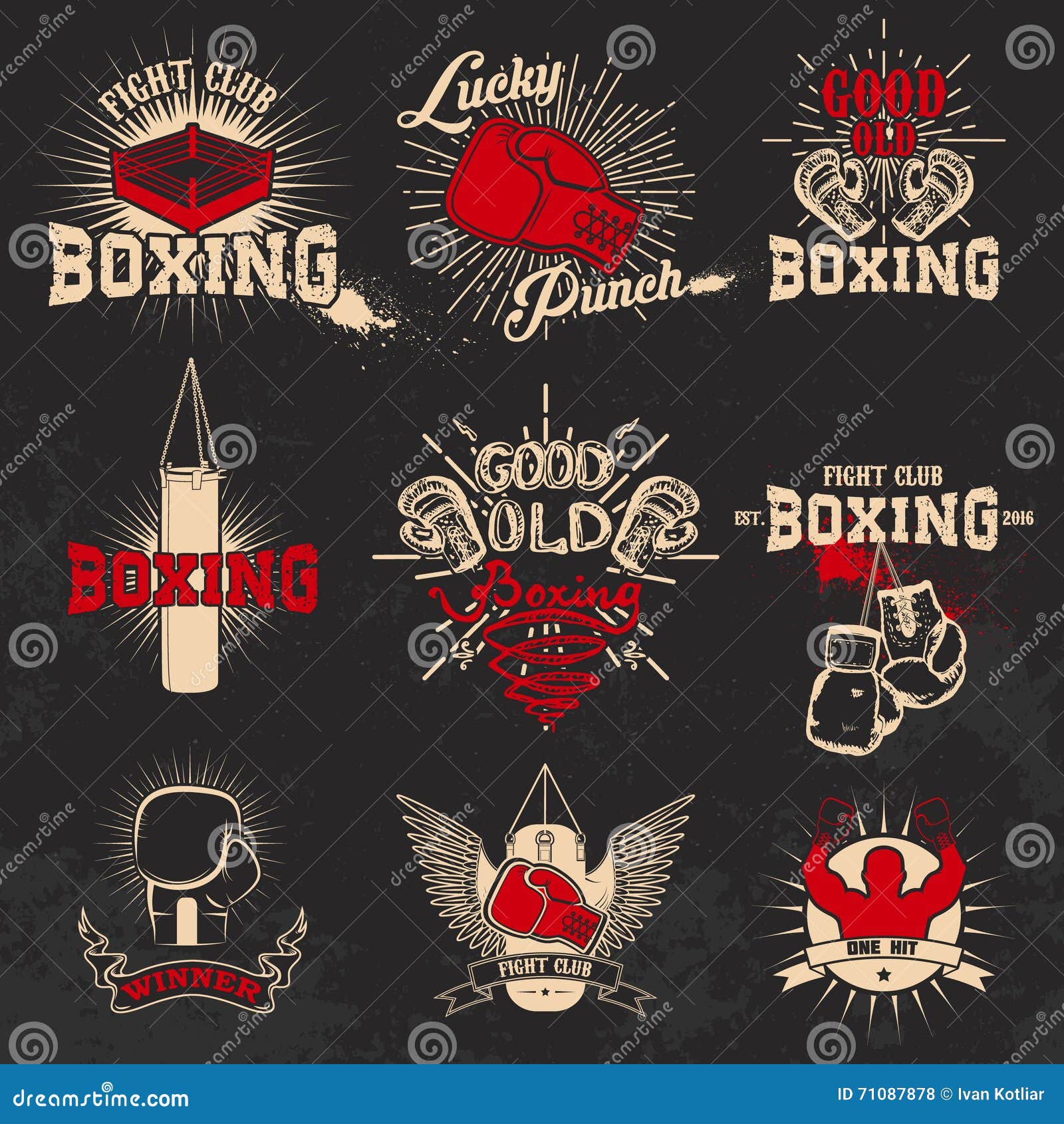 Boxeo Etiquetas Del Club Del Boxeo En Fondo Del Grunge Impresión T De La  Camiseta Ilustración del Vector - Ilustración de conjunto, bandera: 71087878