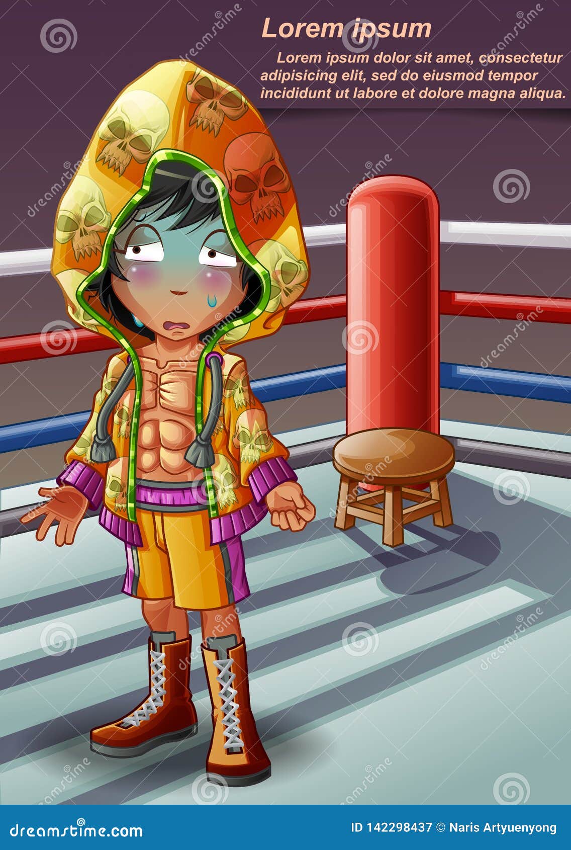 Boxer on boxing stage. stock vector. Illustration of action 142298437