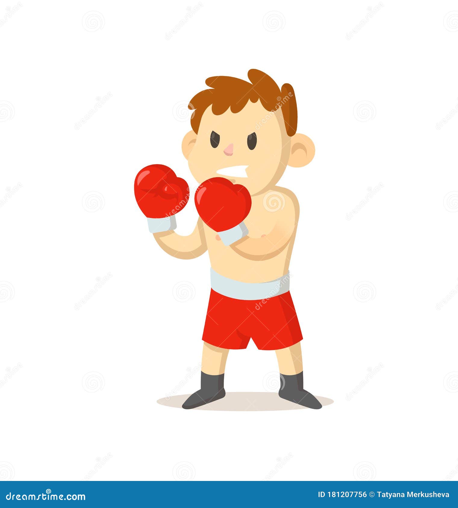 Boxer Boy in Boxing Gloves Standing. Sport and Fitness. Cartoon Vector ...