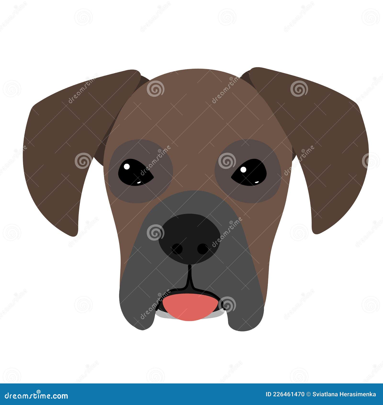 Boxer Dog Head Icons.Vector Flat Illustration Isolated on White