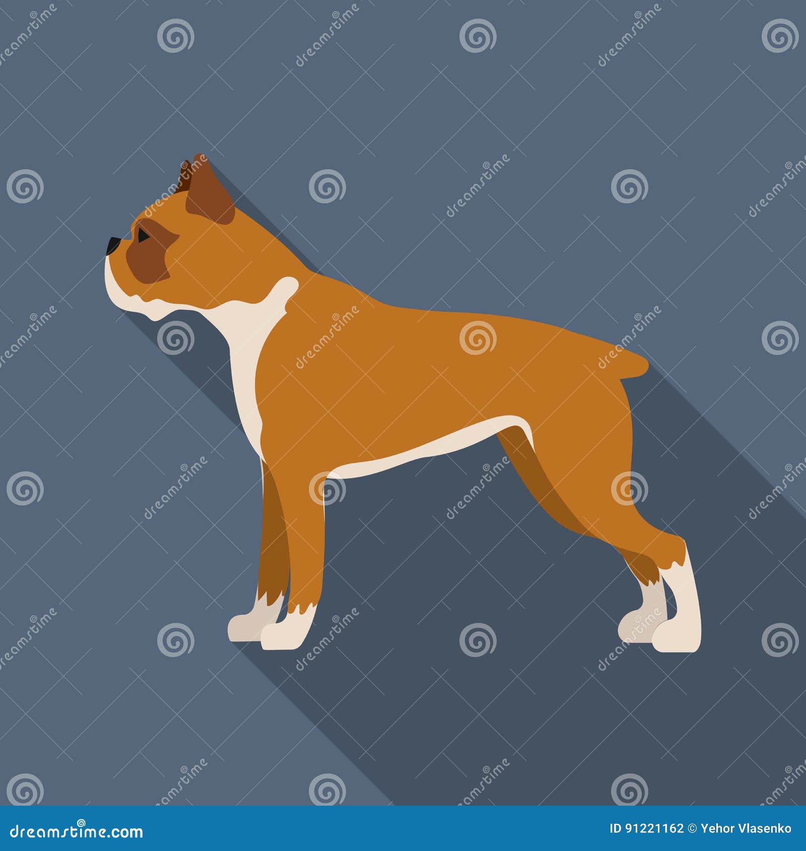 Boxer Dog Vector Icon in Flat Style for  Stock Vector Illustration
