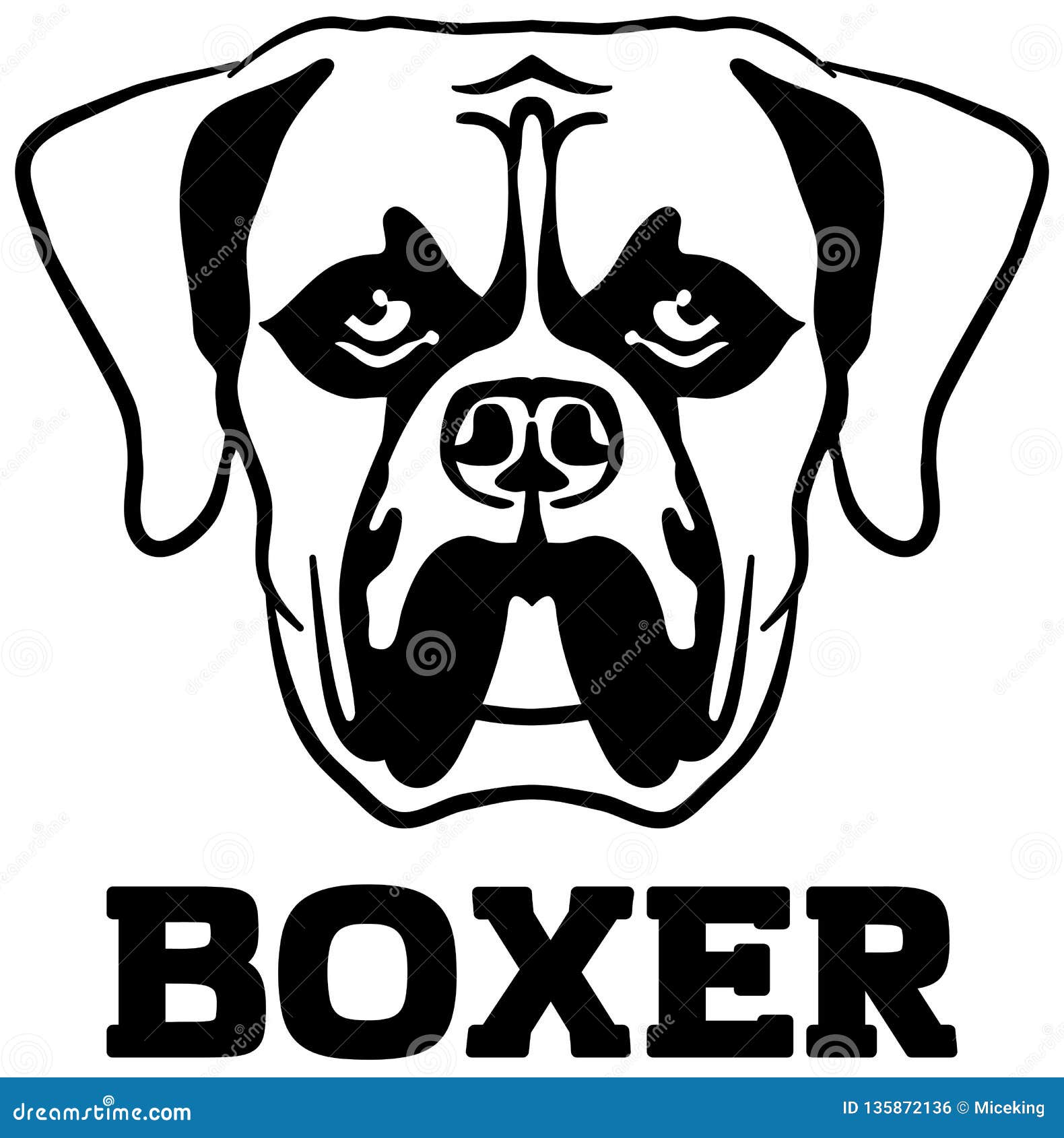 Boxer head black and white stock vector. Illustration of logo - 135872136
