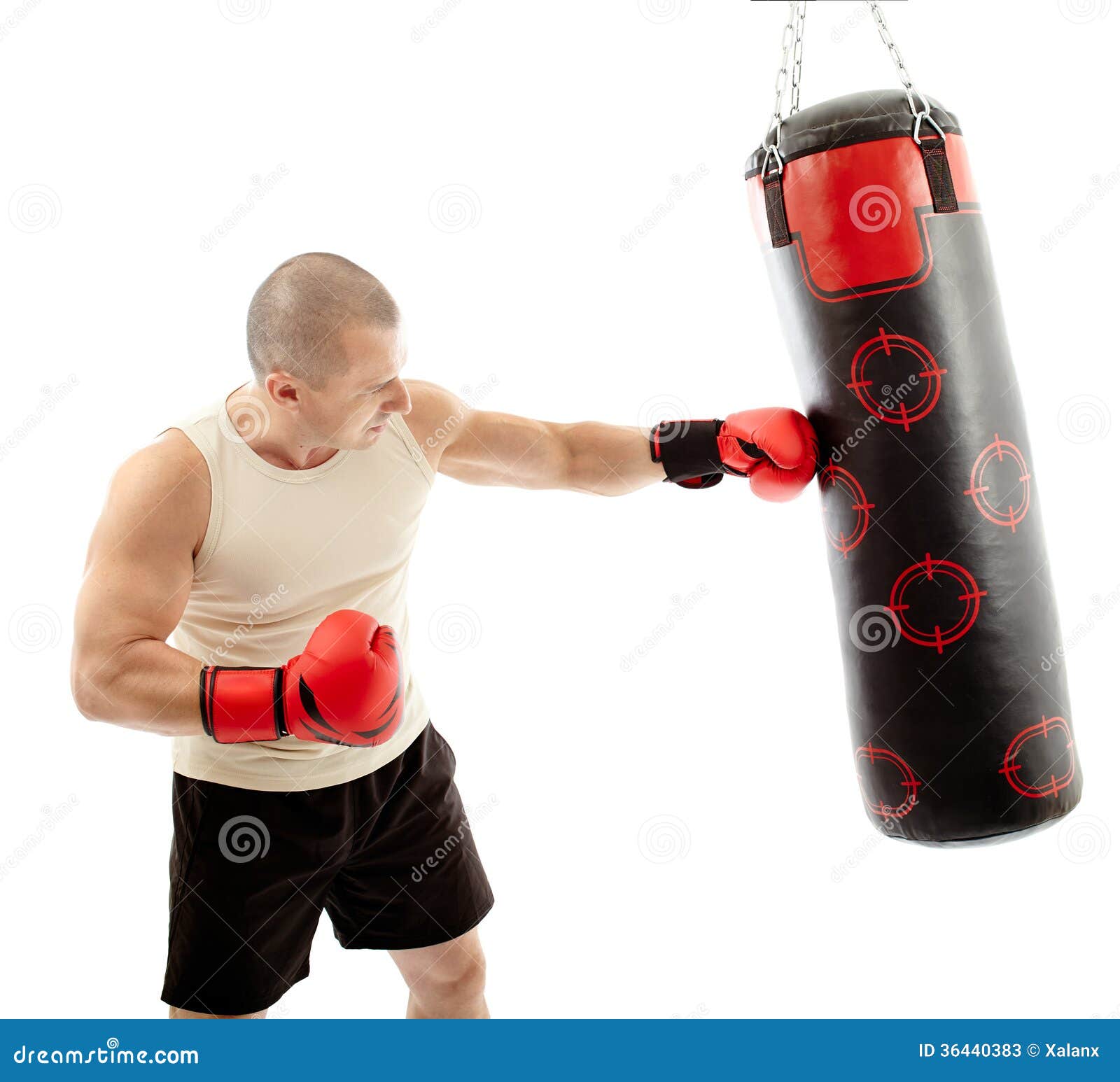 Boxer Hitting The Punching Bag Stock Image Image of person, health