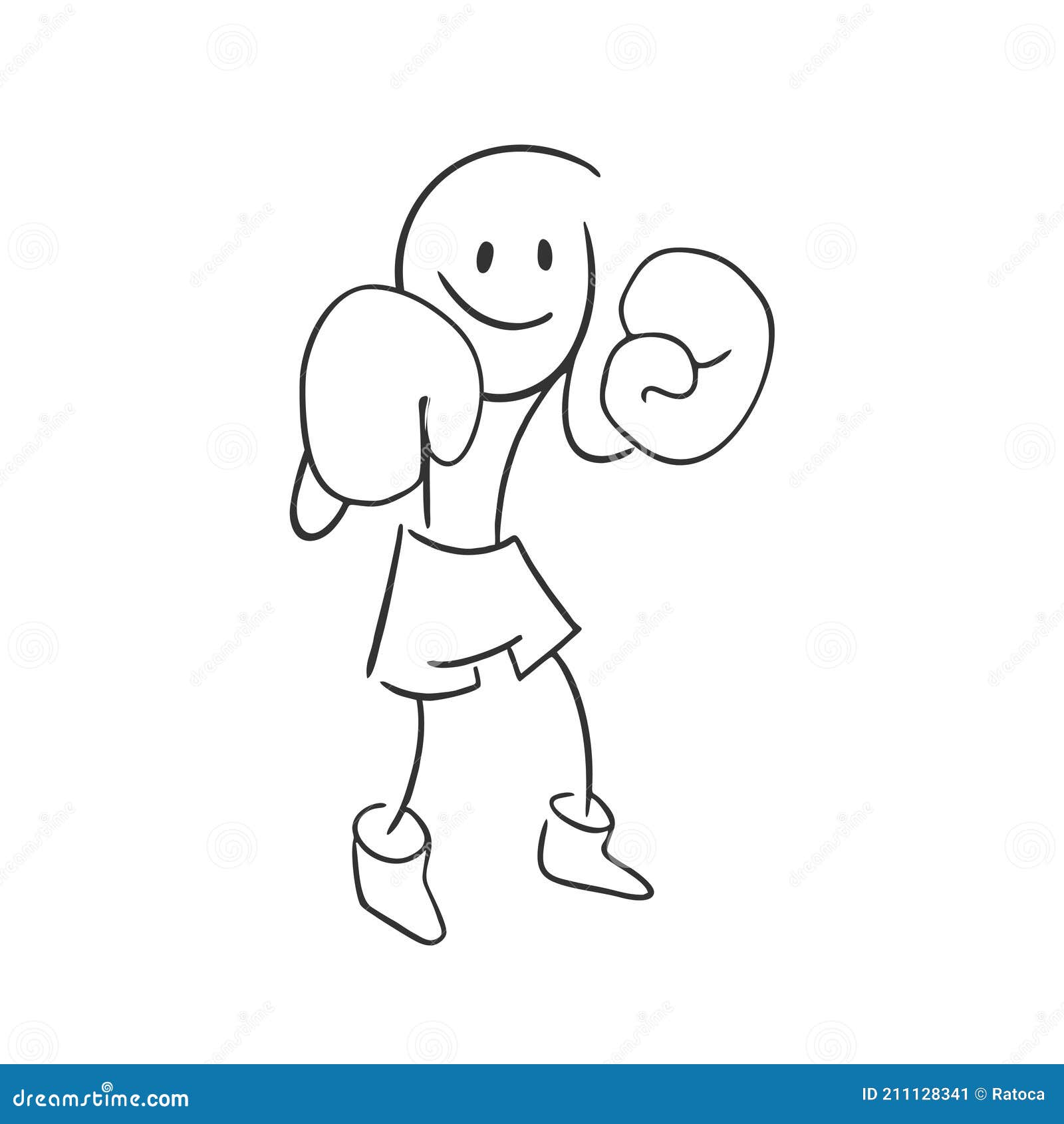 Boxer man draw stock vector. Illustration of ring, action 211128341