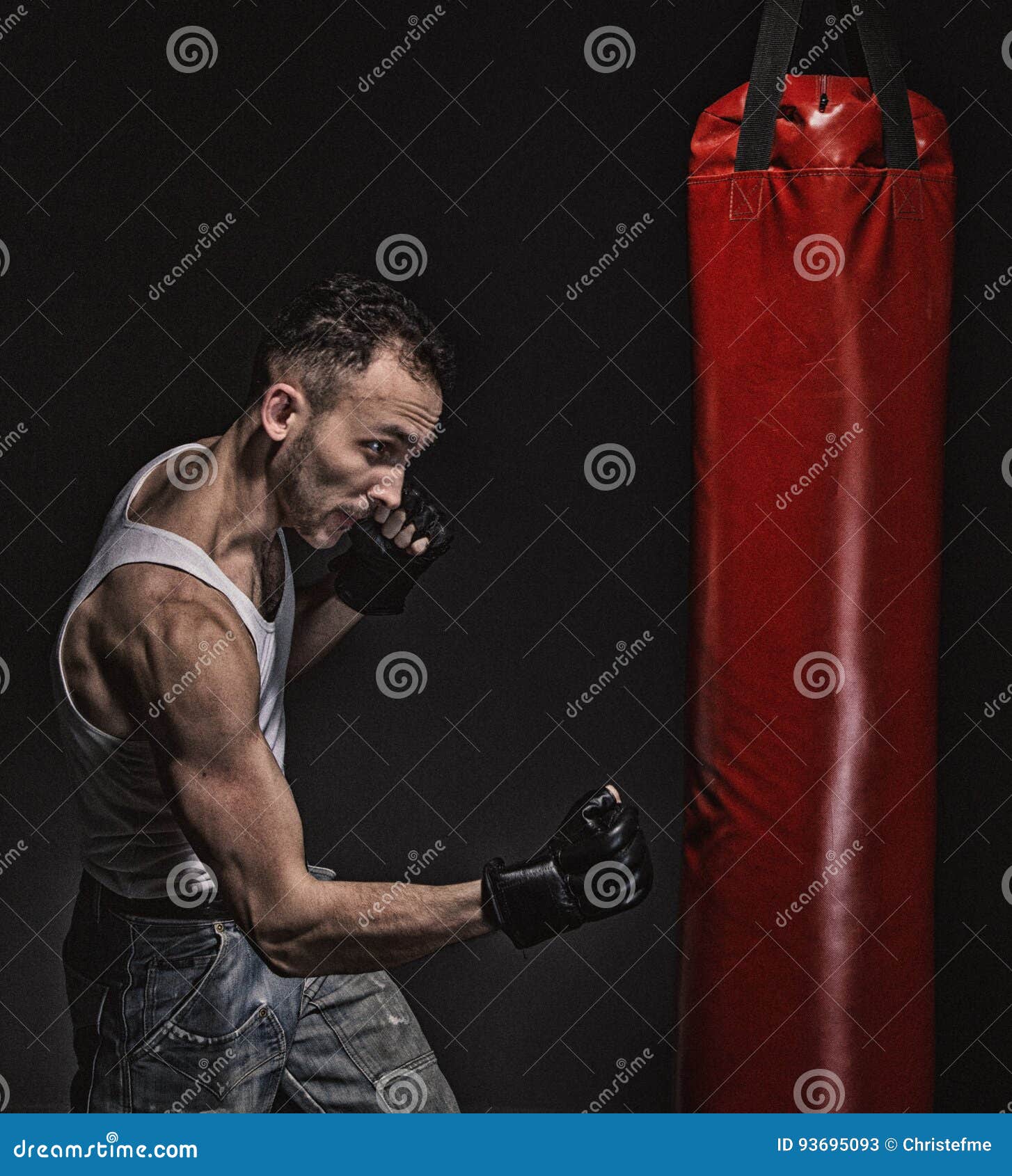 Boxer Man And Red Punching Pear Stock Image Image of sport, punching