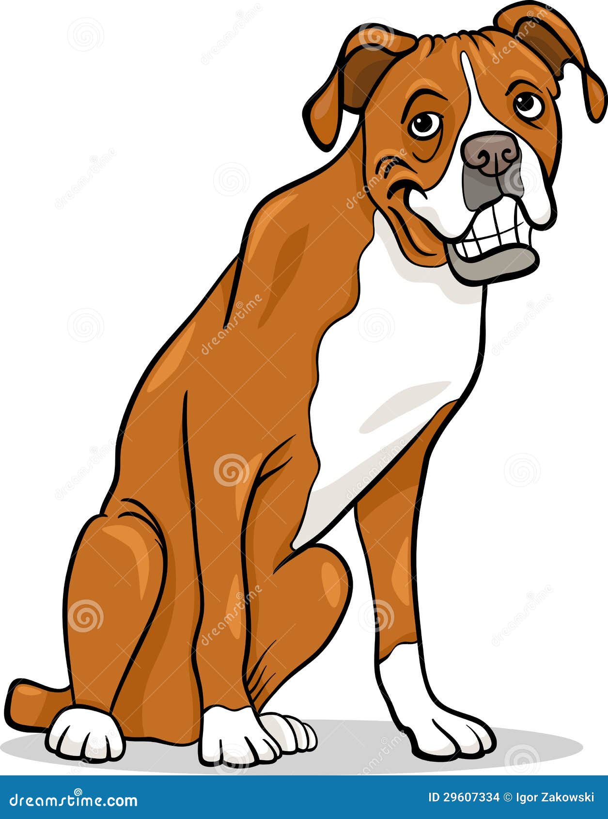 Boxer Purebred Dog Cartoon Illustration Stock Vector