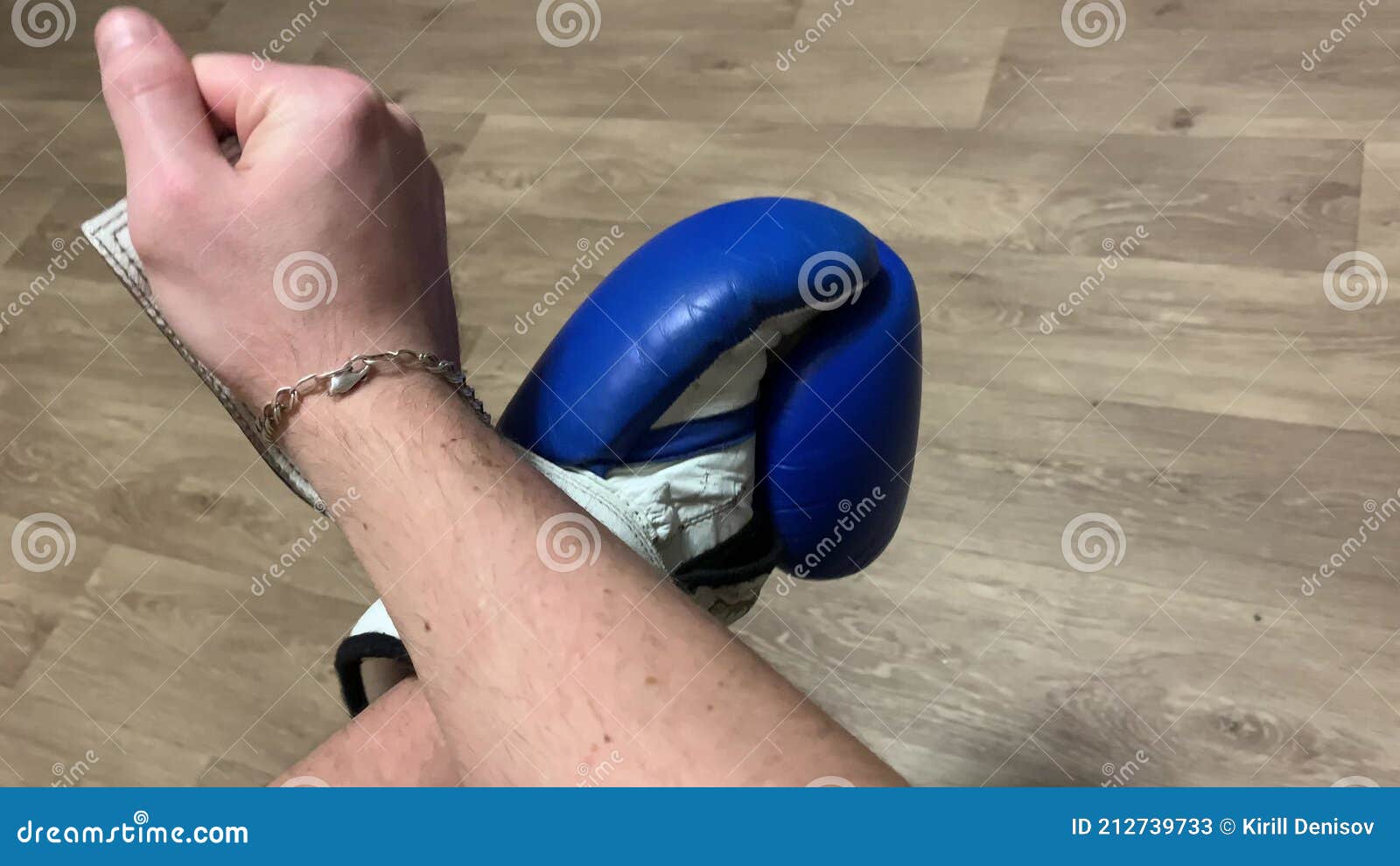 A Boxer Puts on a Boxing Glove before Training Stock Video Video of