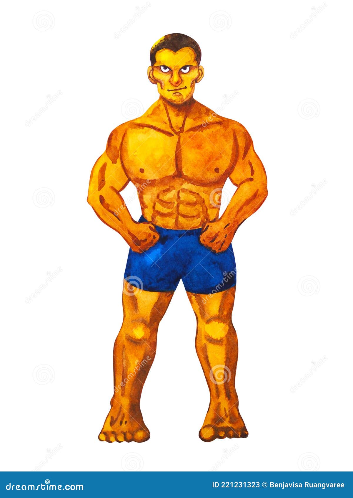 Boxer Strong Man Sport Fighter Gym Training Fitness Athlete Art Cartoon  Character Logo Symbol Watercolor Painting Illustration Stock Illustration -  Illustration of competition, active: 221231323