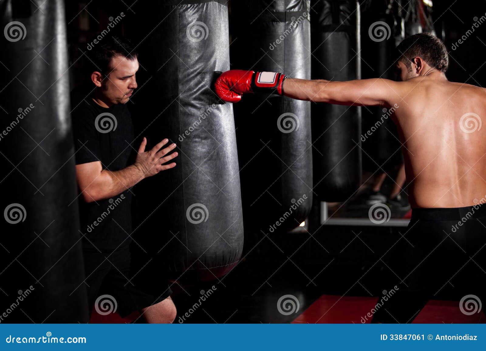 Boxer Training with His Coach Stock Image Image of fitness, ready
