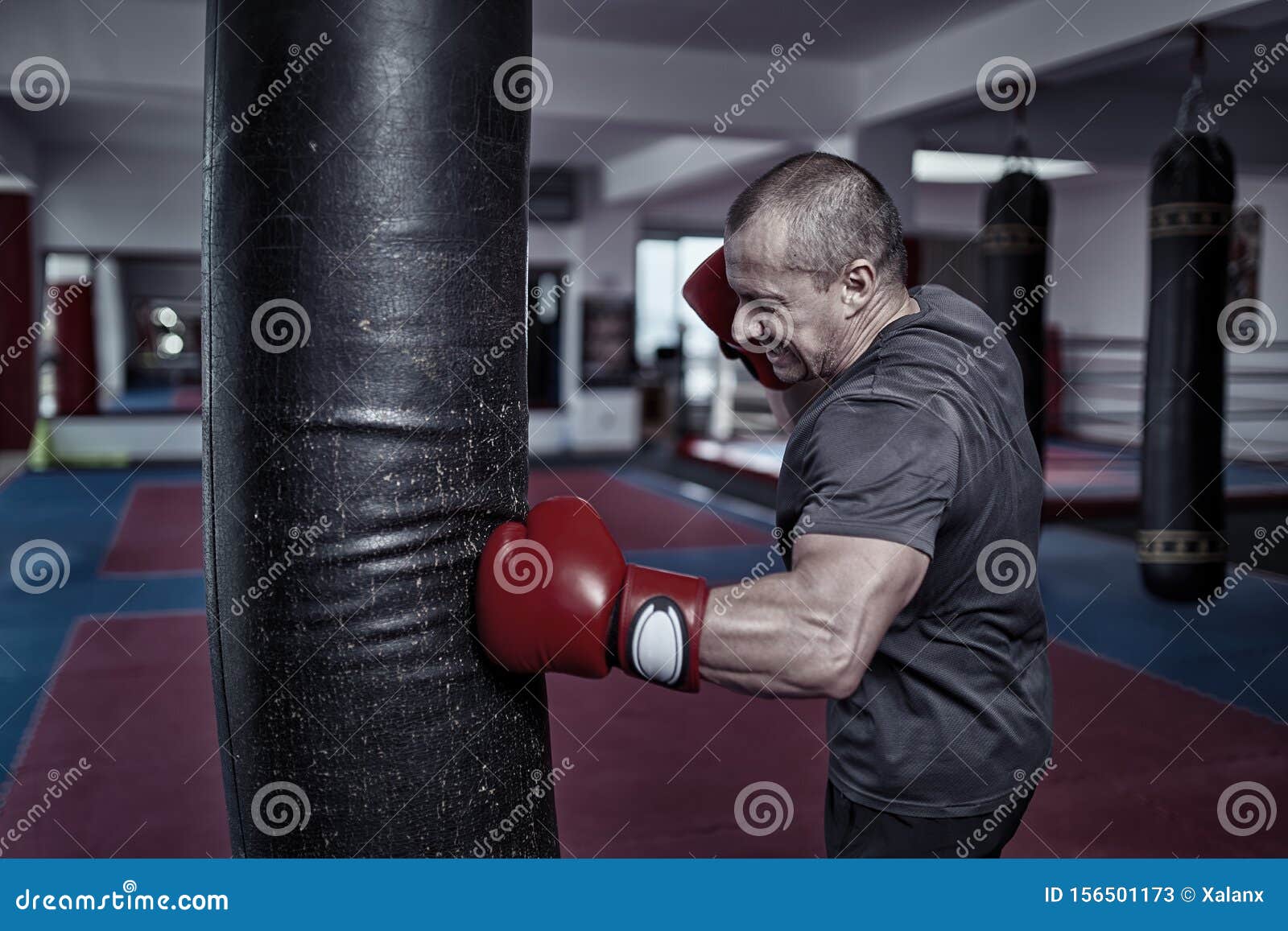 Boxer Working the Heavy Bag Stock Image Image of caucasian, punching