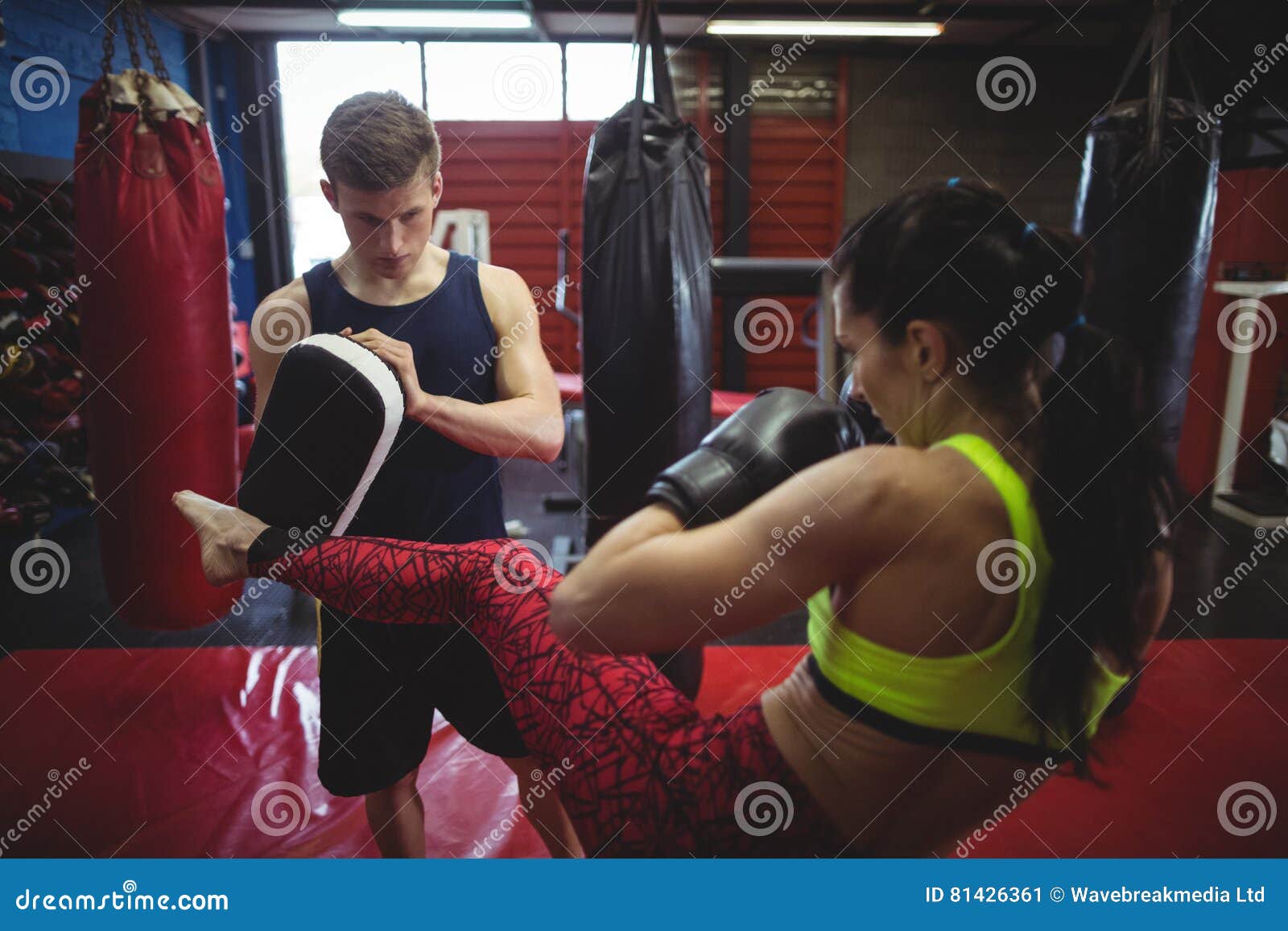 Boxers Using Focus Mitts during Training Stock Image Image of female