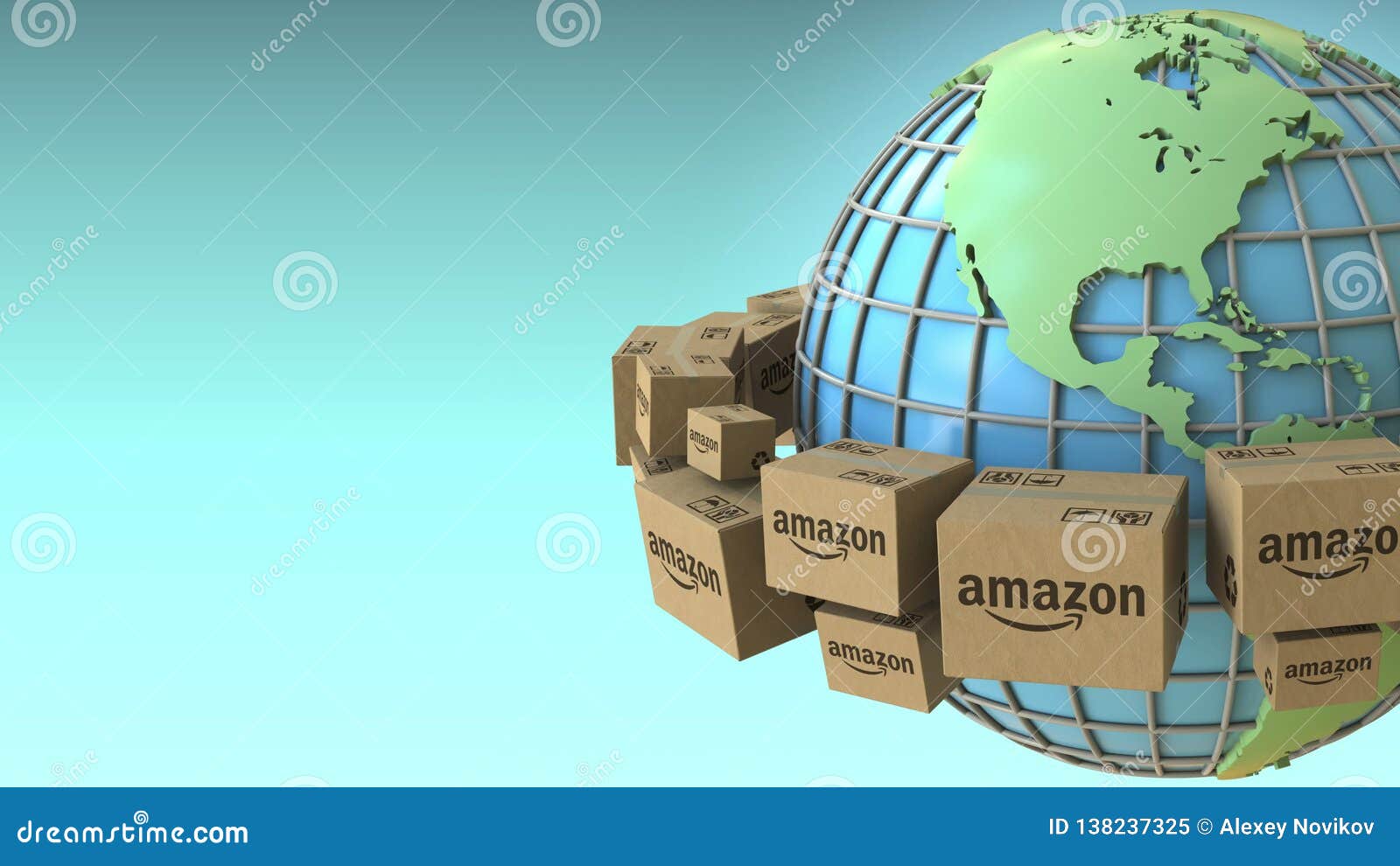 Cartons With AMAZON Logo Rotate Around The World, Africa And Europe ...
