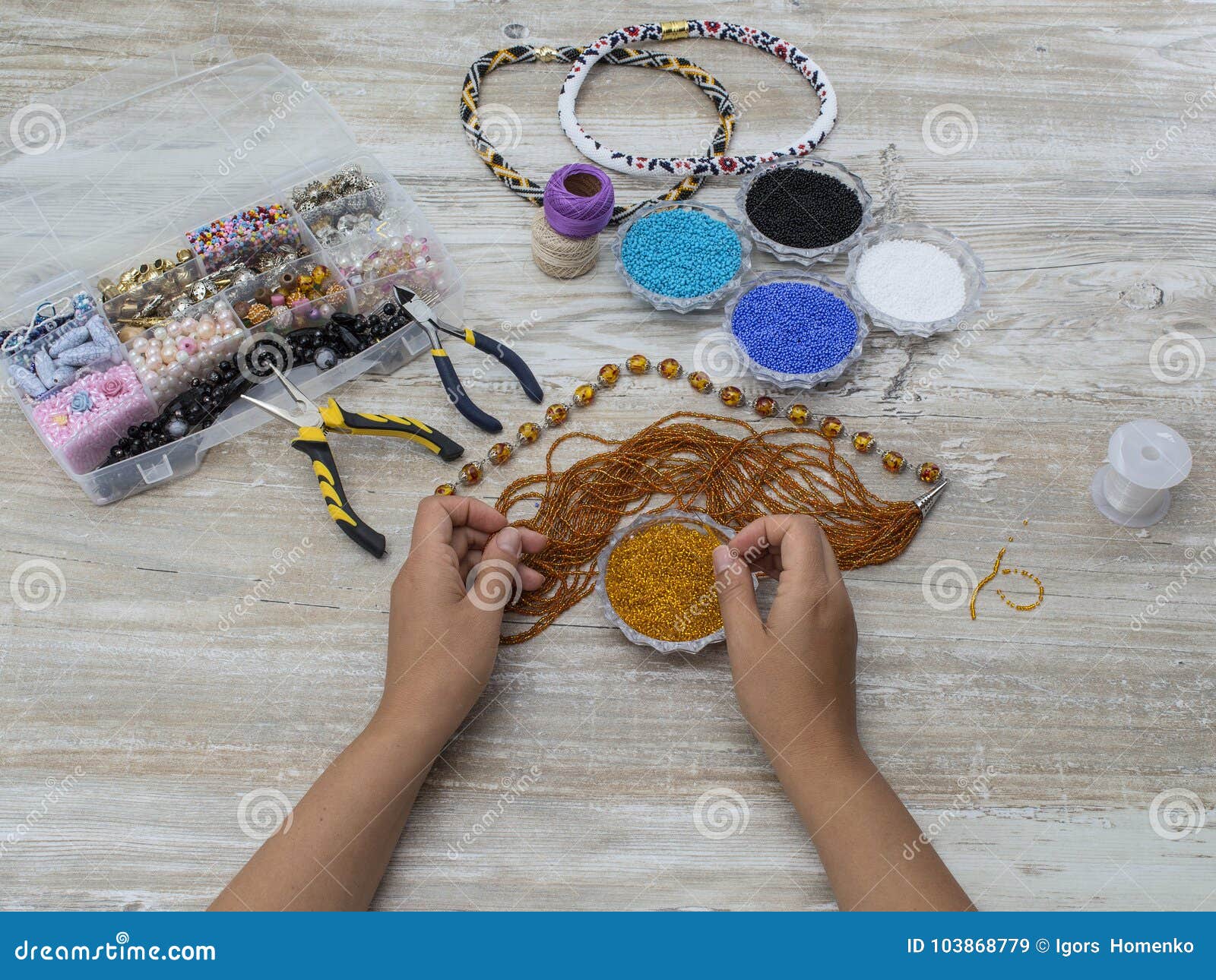 Boxes with Beads, Accessories for Needlework. Stock Image Image of