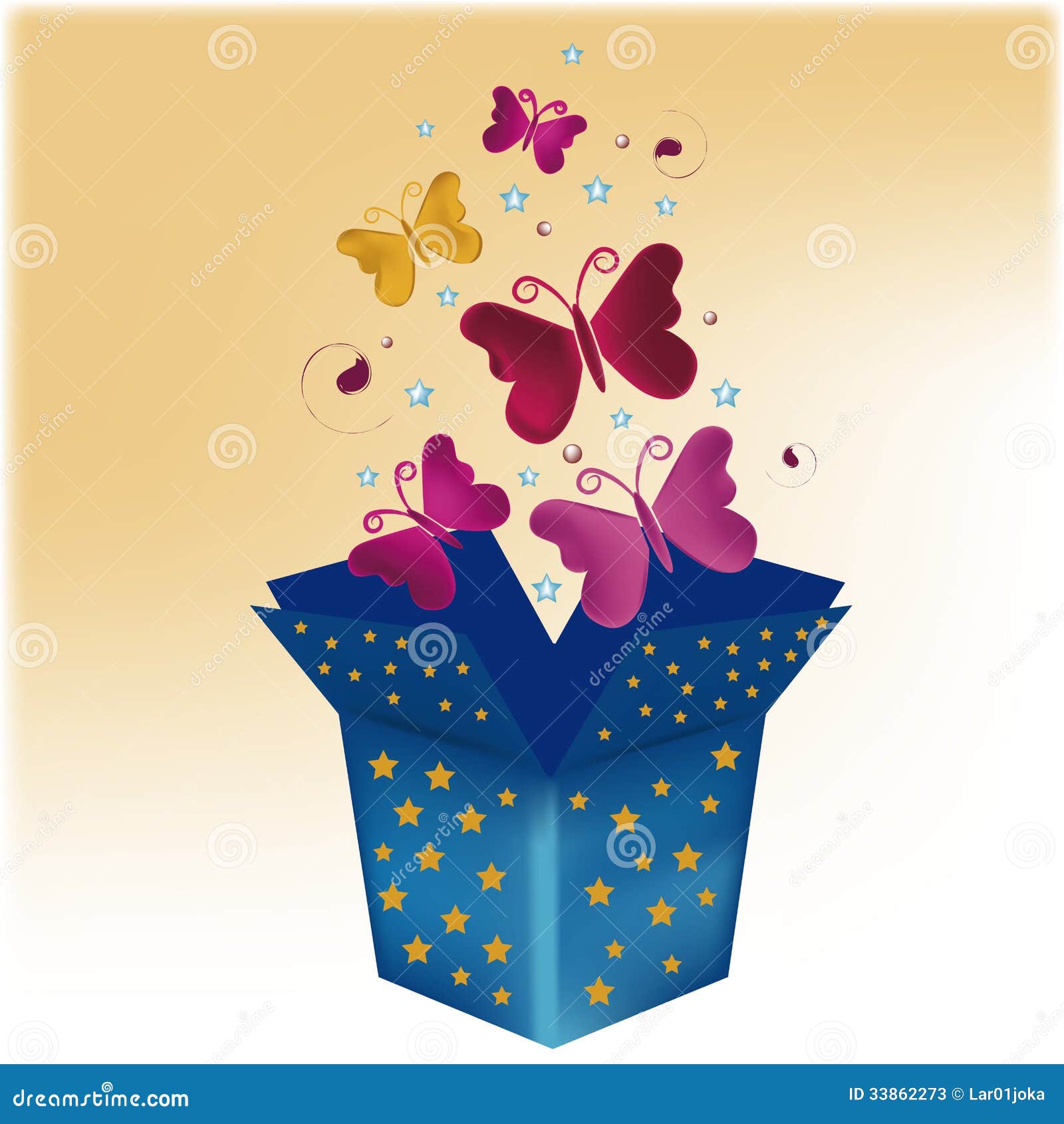 Boxes with butterflies stock vector. Illustration of holiday 33862273