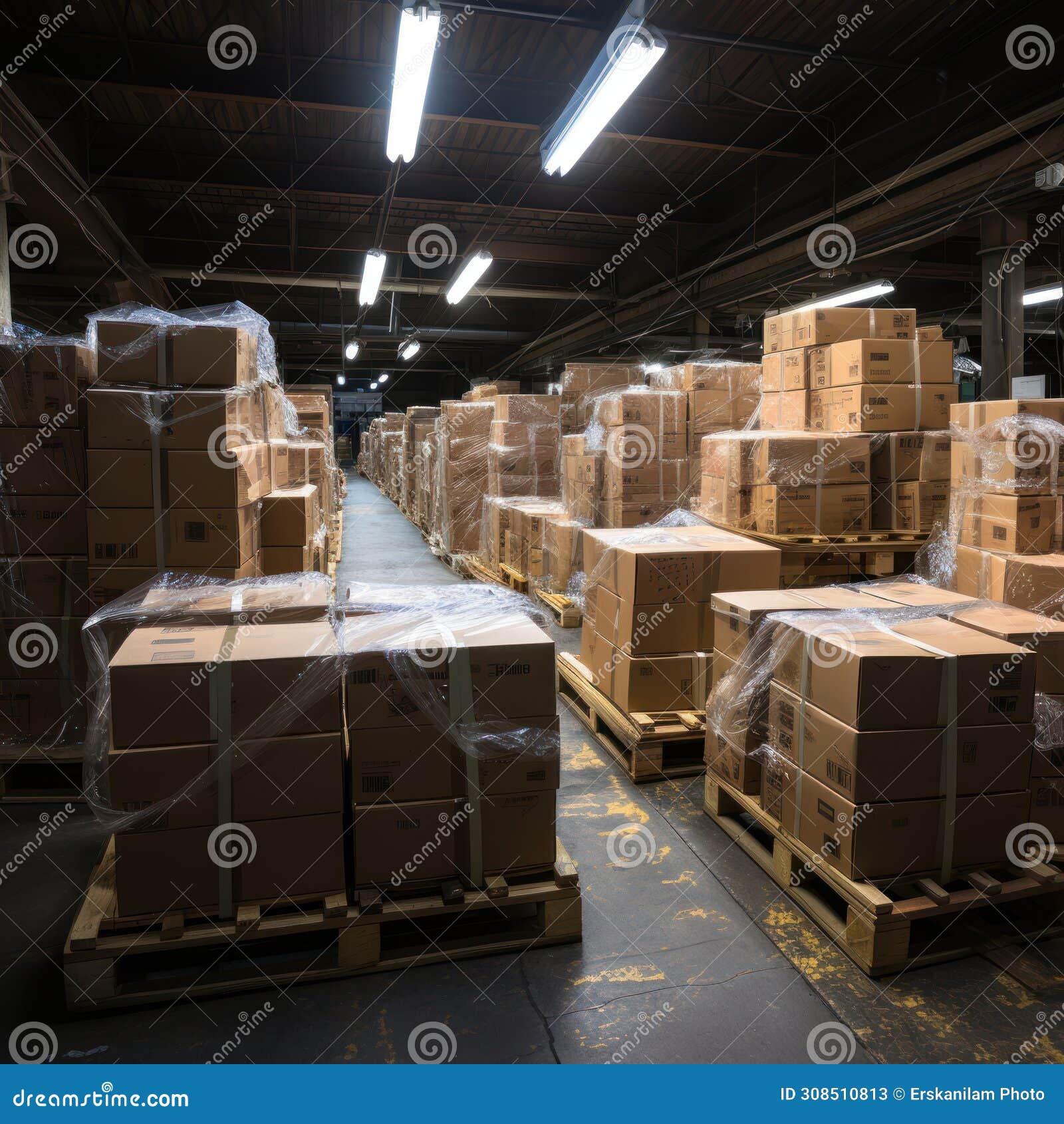 boxes and cardboard in storage warehouses for export and import expeditions